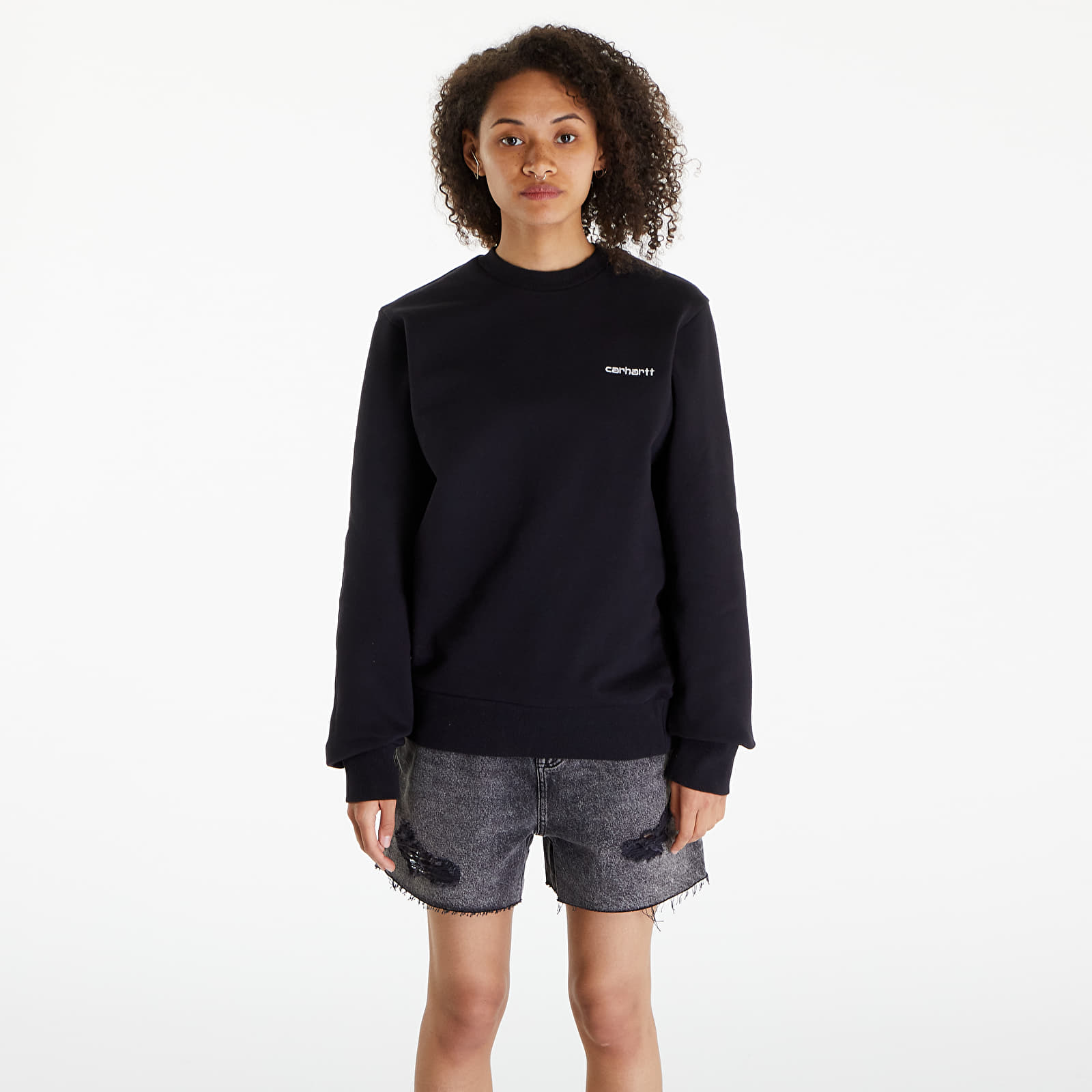 Kapuutsikud ja kampsunid Carhartt WIP Script Embroidery Sweatshirt UNISEX Black/ White