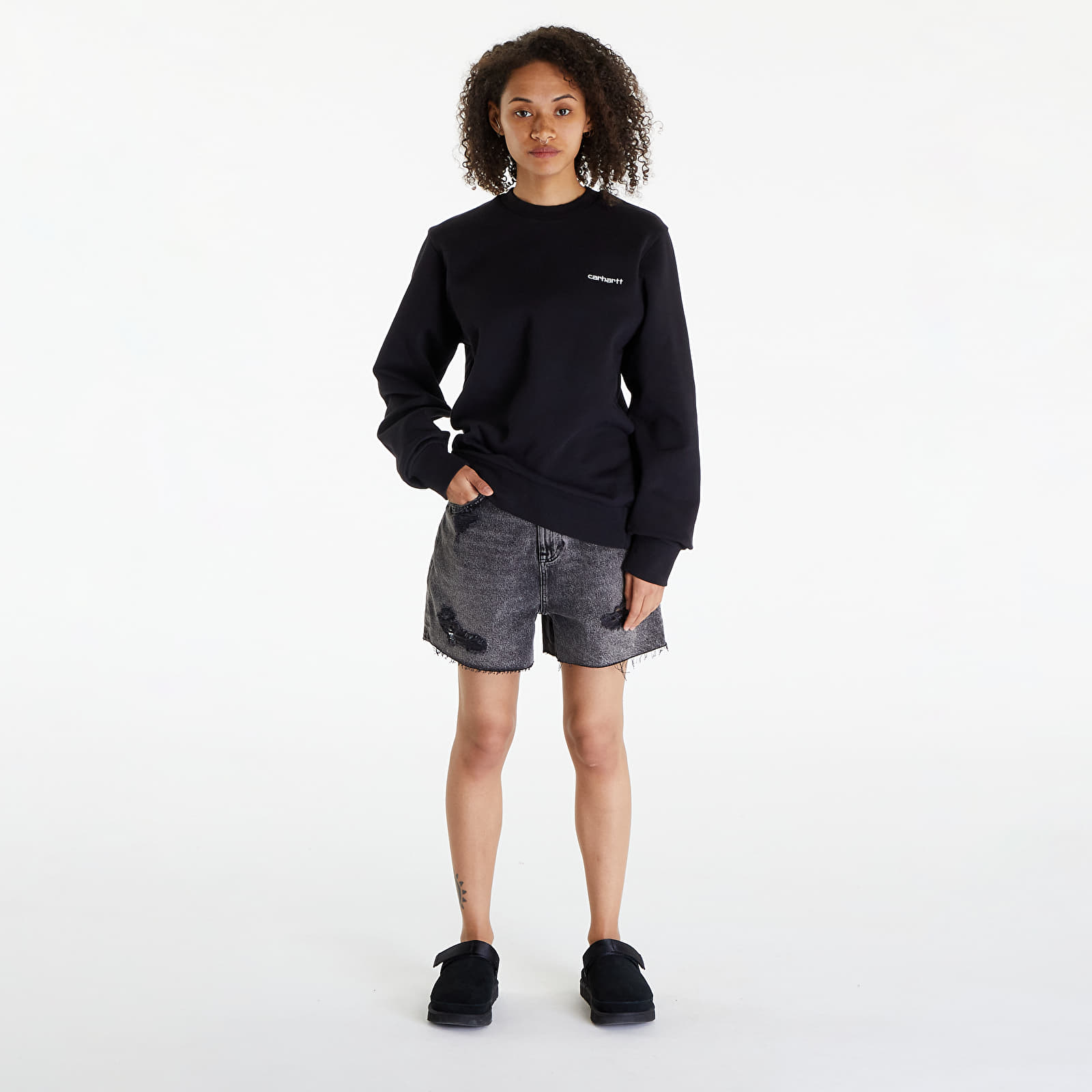 Kapuutsikud ja kampsunid Carhartt WIP Script Embroidery Sweatshirt UNISEX Black/ White
