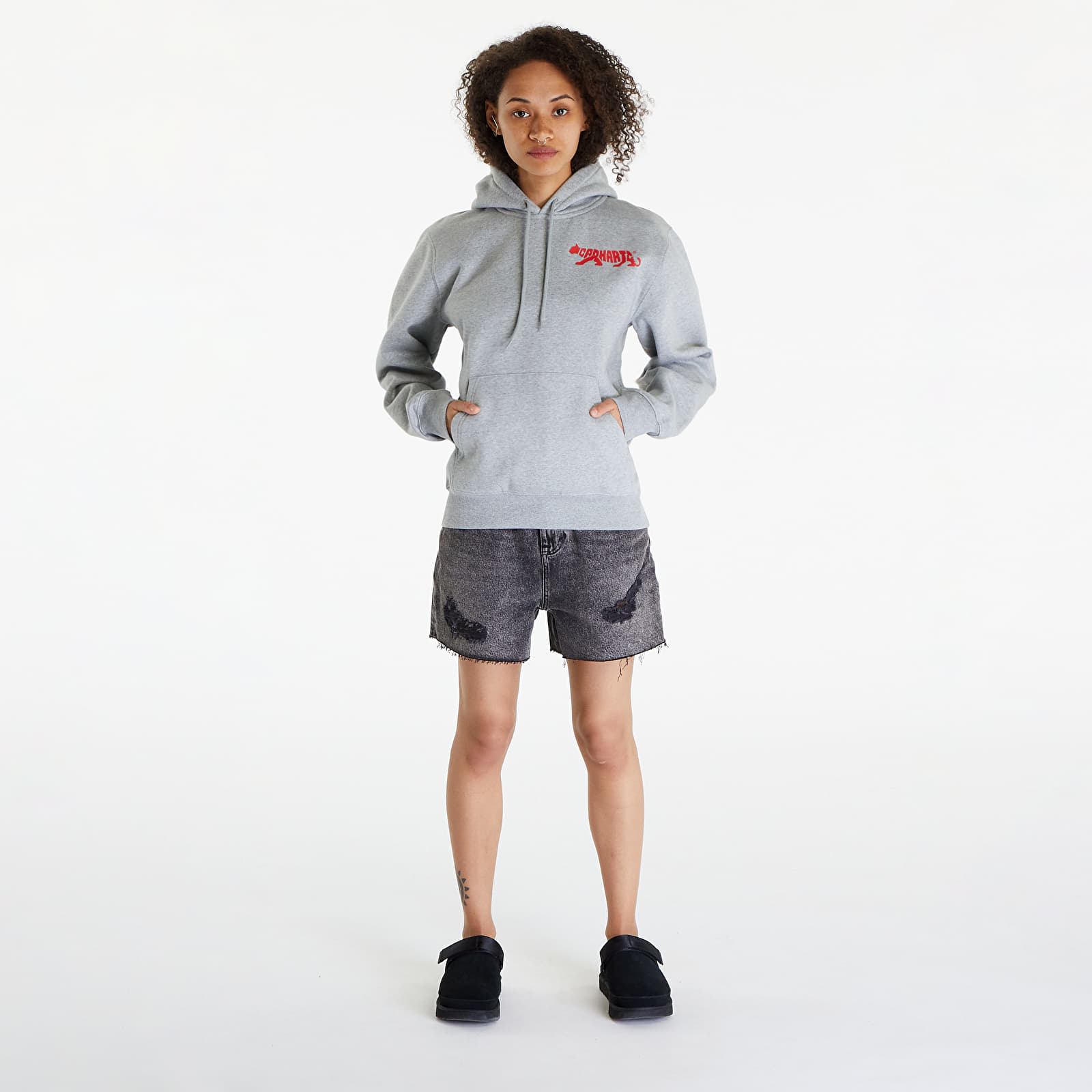 Džemperiai su gobtuvais ir džemperiai Carhartt WIP Rocky Script Hoodie UNISEX Grey Heather