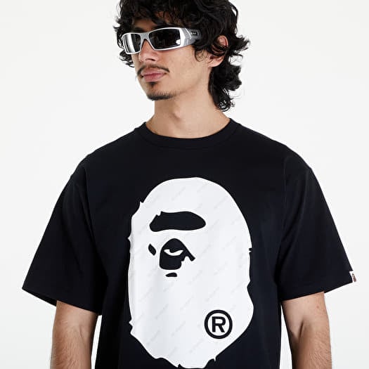 T shirts A BATHING APE Bape Hexagram Big Ape Head Tee Black Footshop