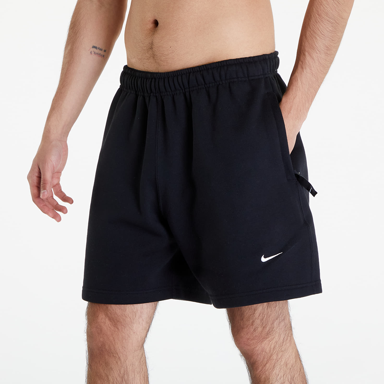 Rövidnadrágok Nike Solo Swoosh Men's Brushed-Back Fleece Shorts Black/ White