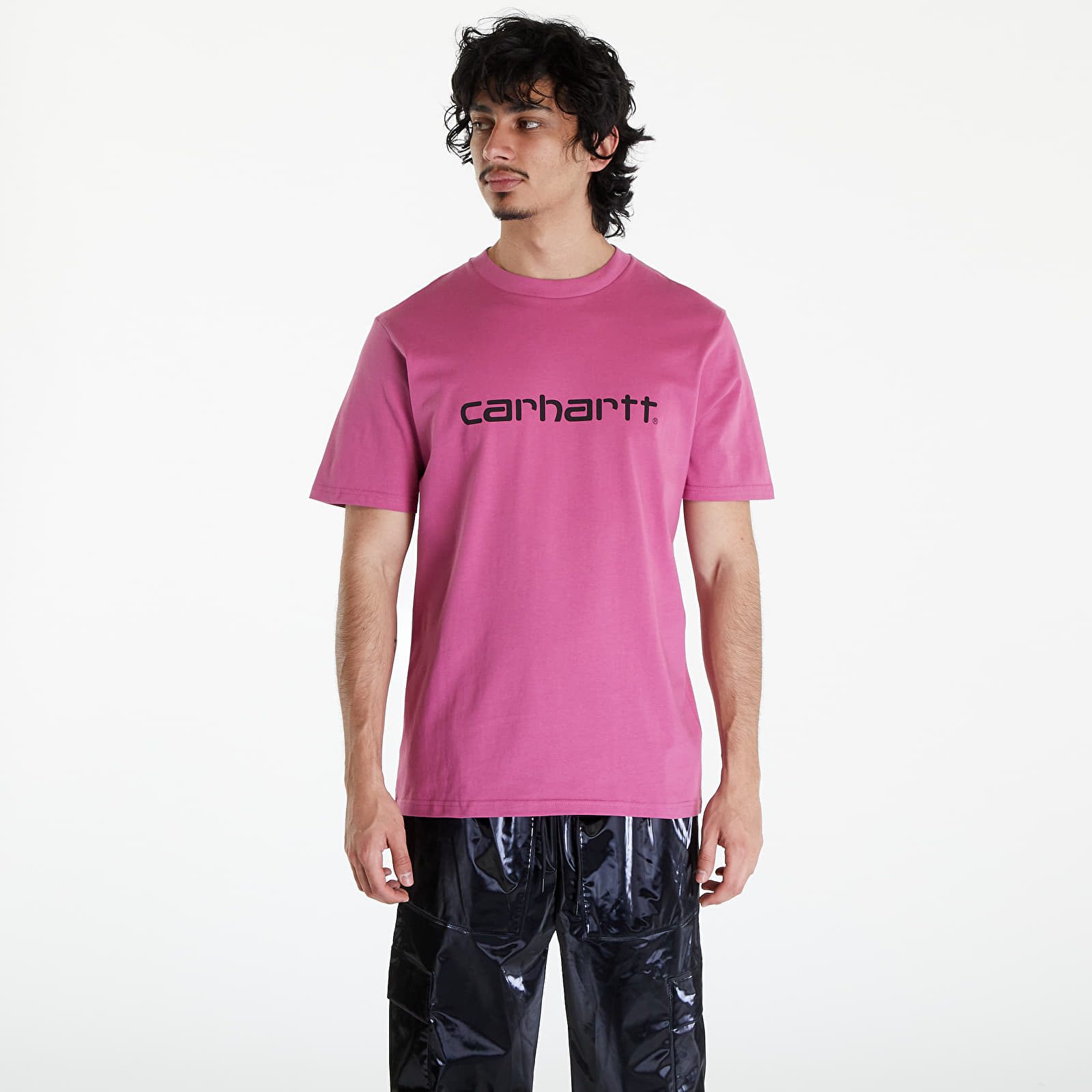 Trička Carhartt WIP Short Sleeve Script T-Shirt UNISEX Magenta/ Black