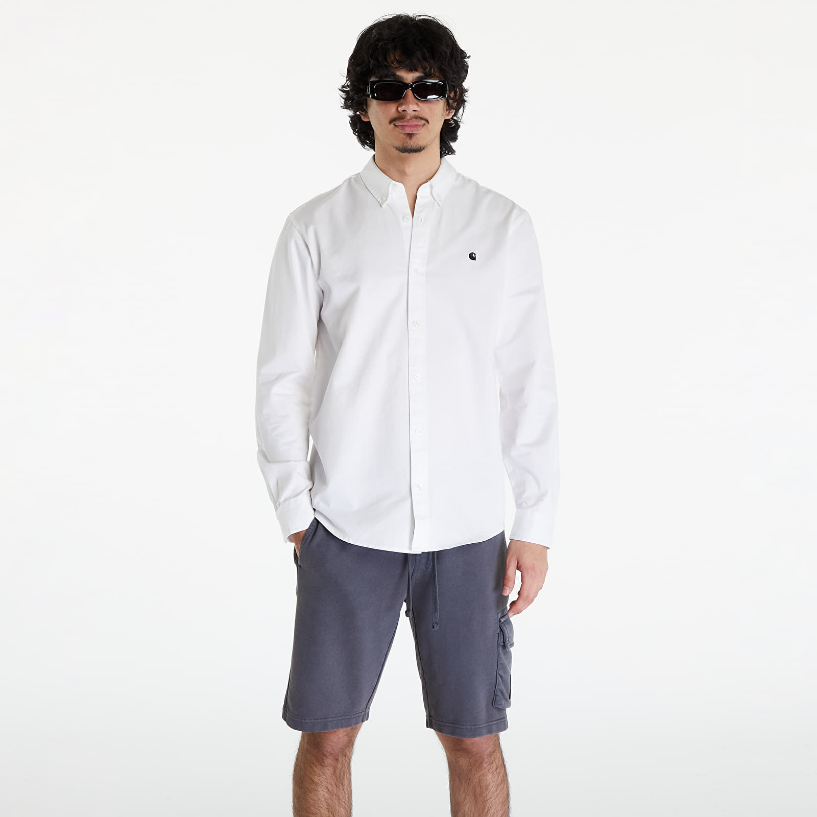 Koszule Carhartt WIP Long Sleeve Madison Shirt UNISEX White/ Black