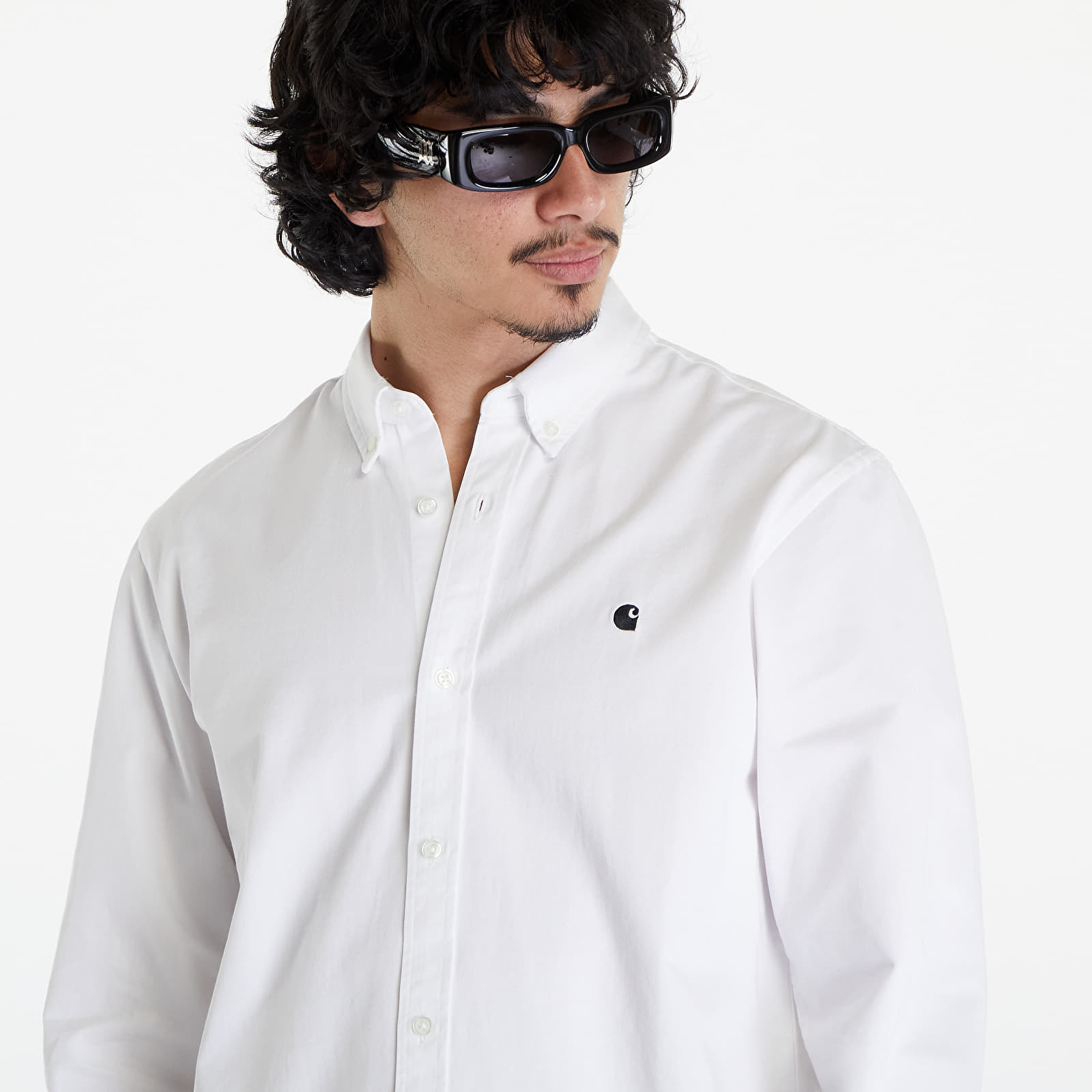 Koszule Carhartt WIP Long Sleeve Madison Shirt UNISEX White/ Black