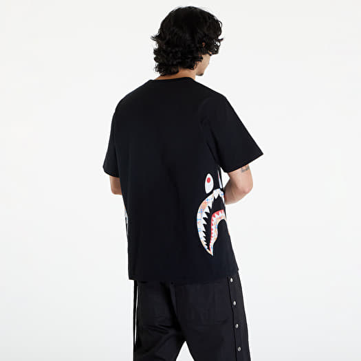 T shirts A BATHING APE Bleach Bape Check Side Shark Tee Black Footshop