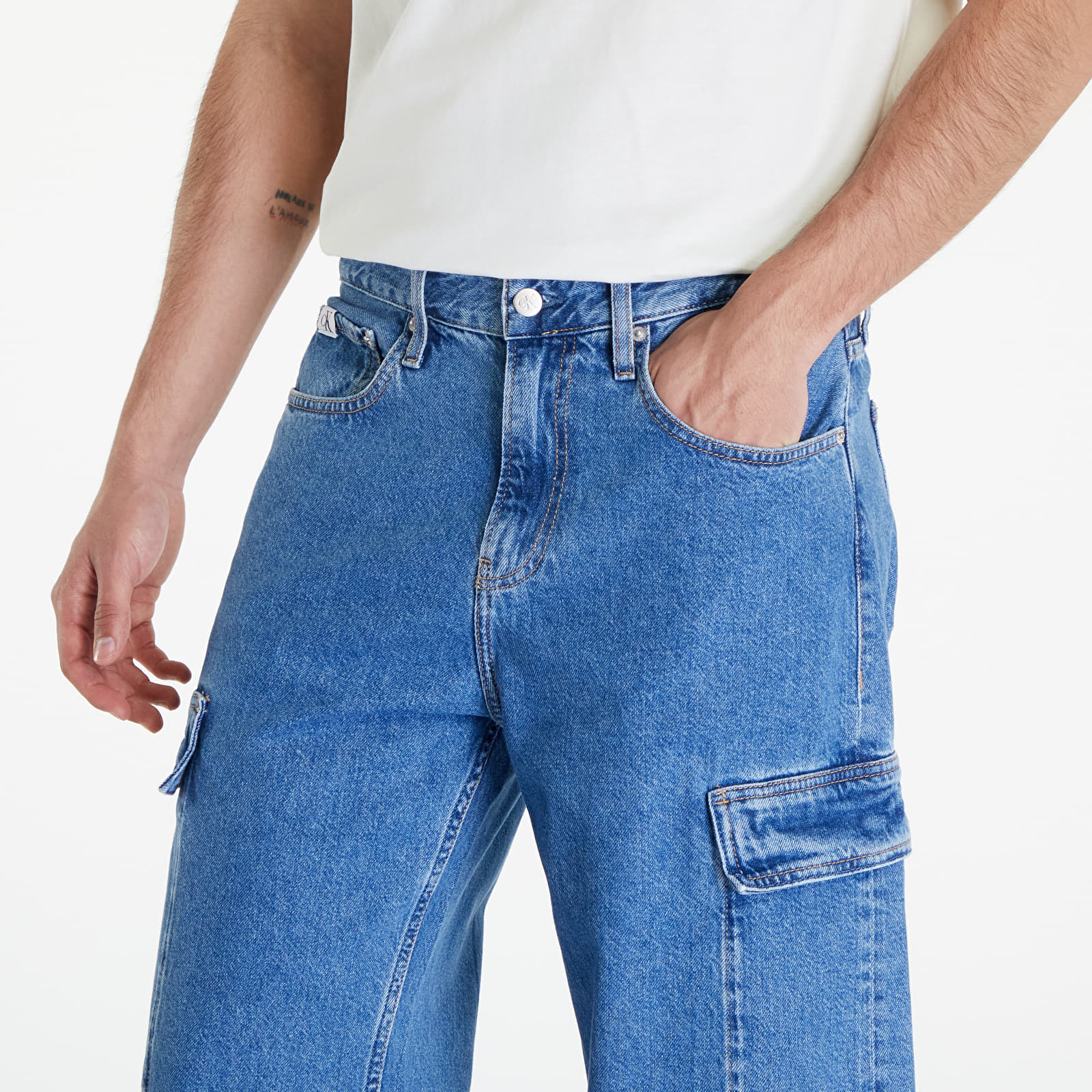 Džíny Calvin Klein Jeans 90'S Loose Cargo Jeans Denim Medium