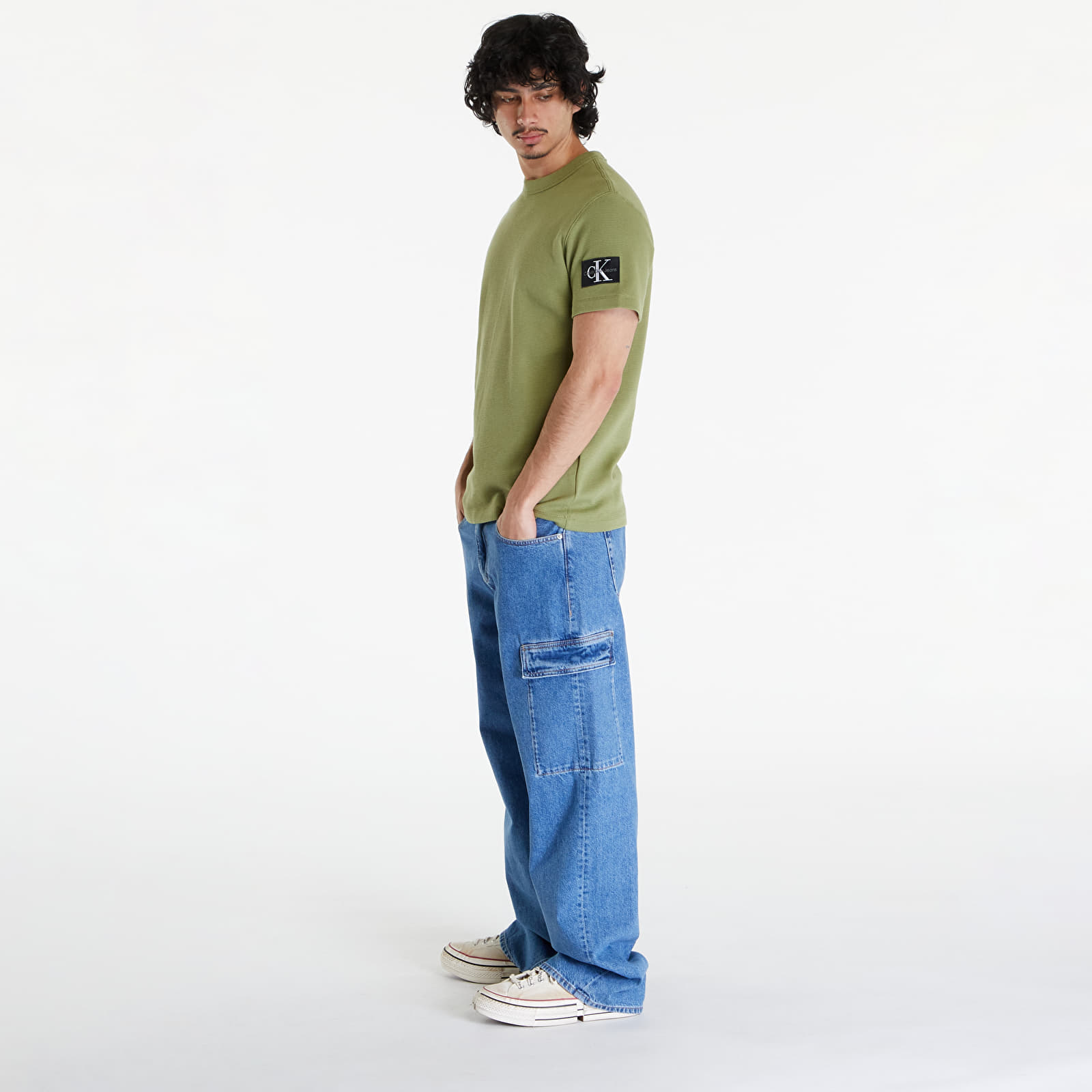 Koszulki Calvin Klein Jeans Cotton Waffle T-Shirt Dark Juniper