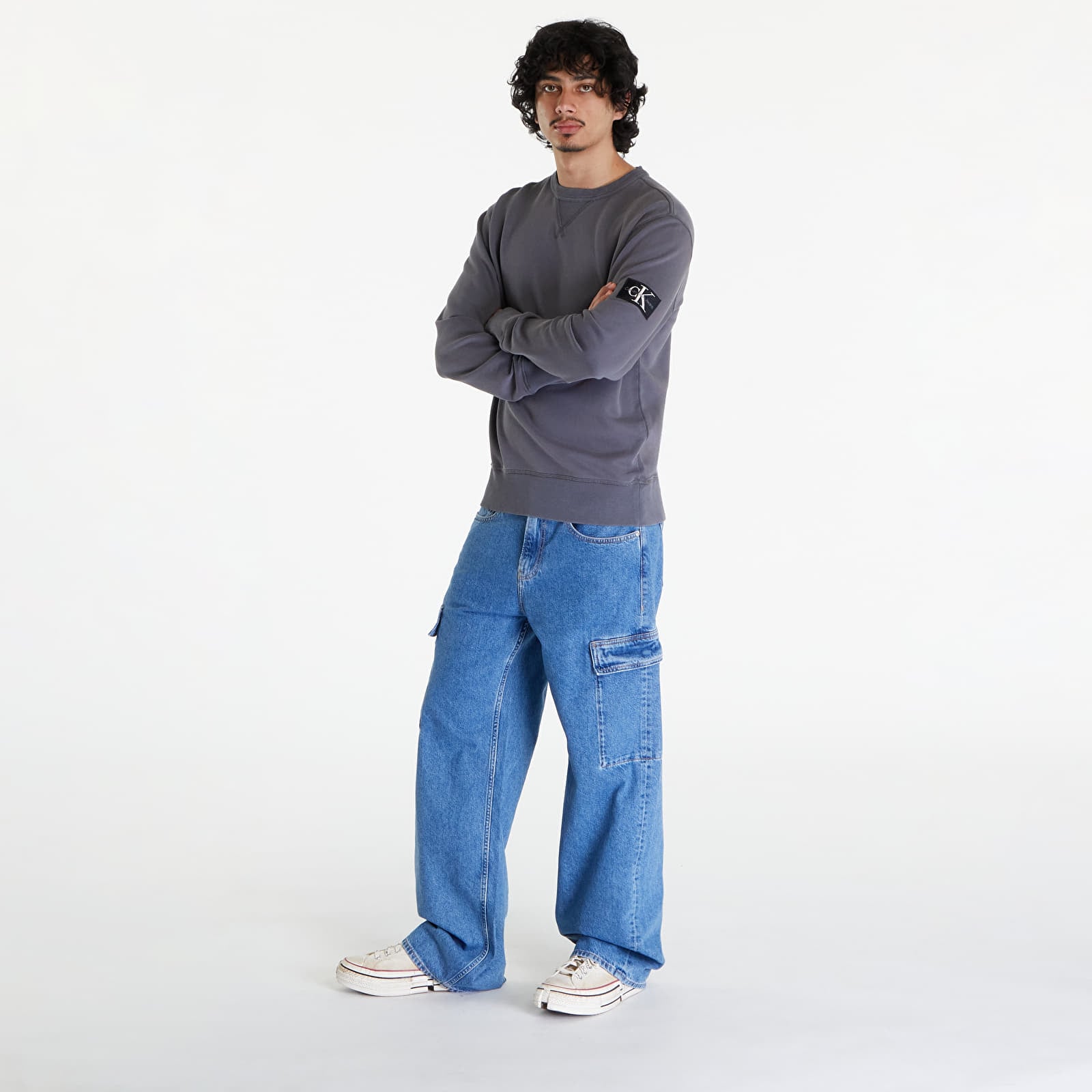 Hanorace Calvin Klein Jeans Washed Cotton Badge Sweatshirt Washed Black