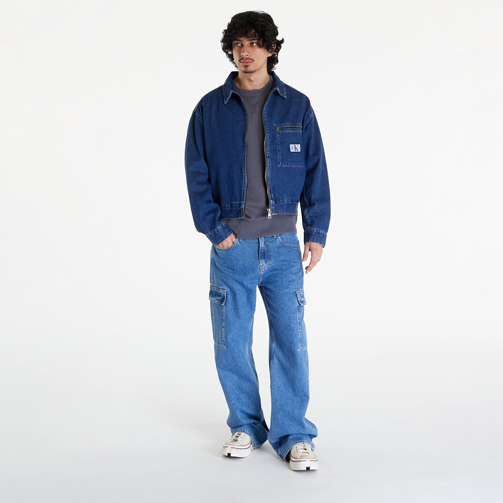 Kurtki Calvin Klein Jeans Denim Relaxed Zip Up Jacket Denim