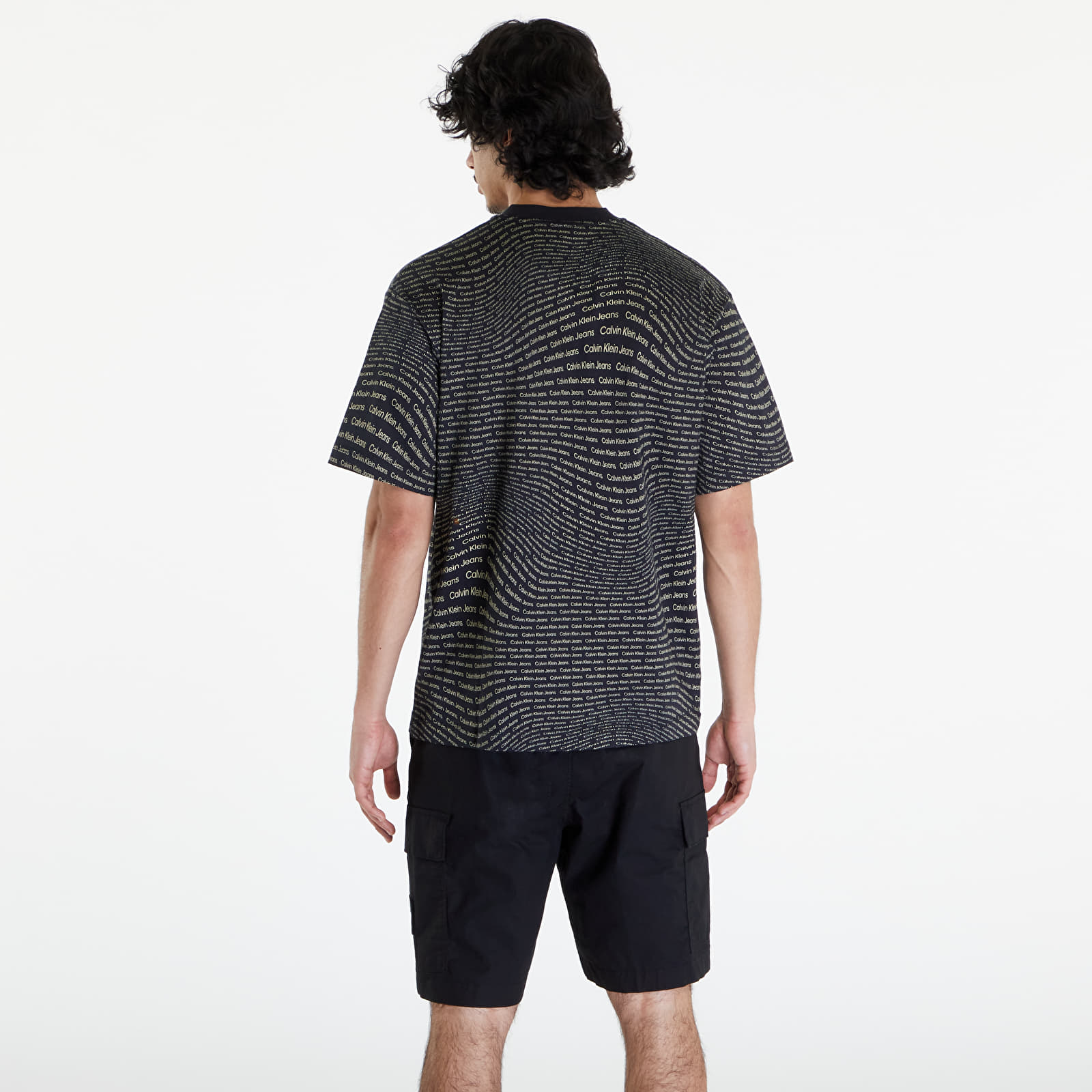 Koszulki Calvin Klein Jeans Warp Logo T-Shirt Black