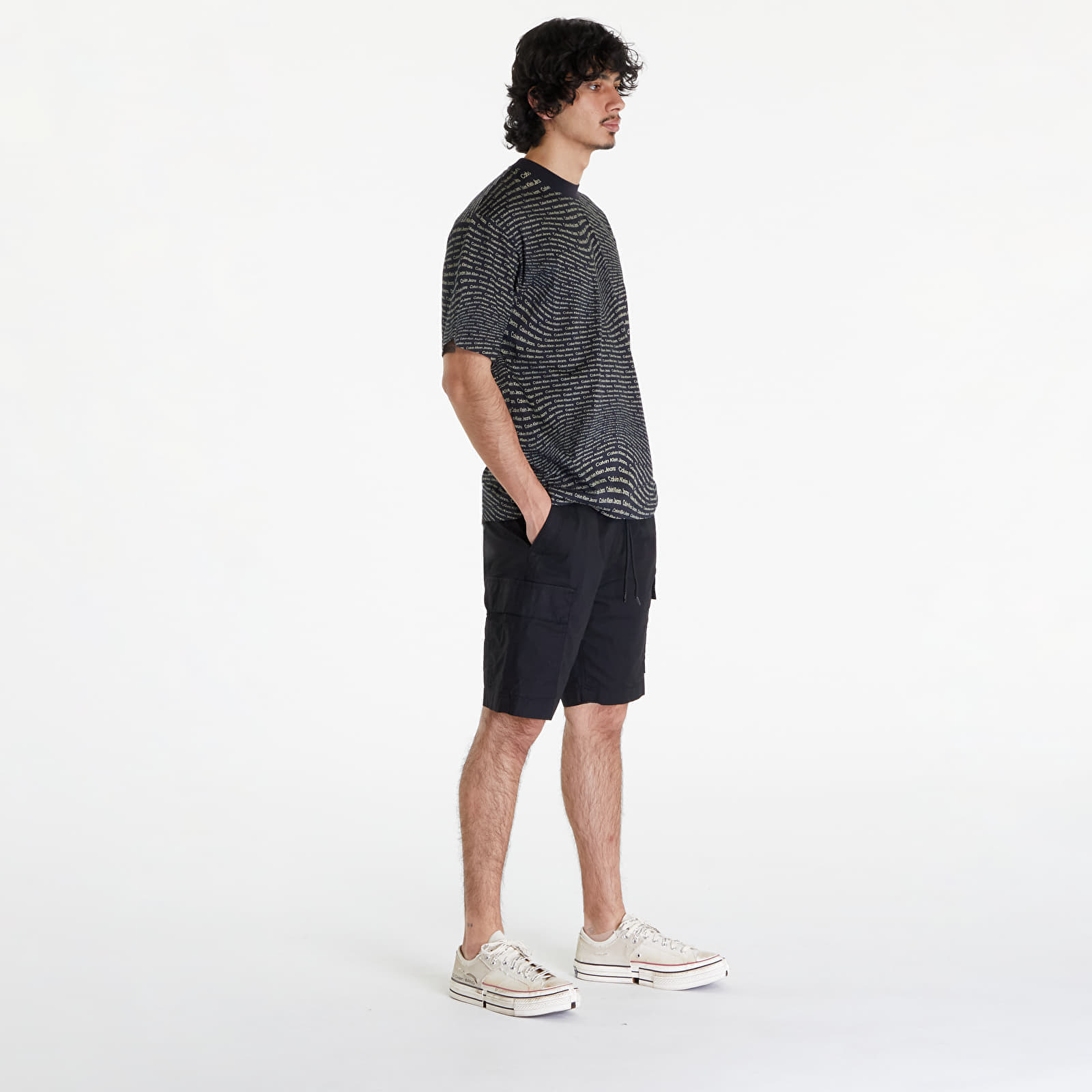 Poze Calvin Klein Jeans Washed Cargo Shorts Black FootShop