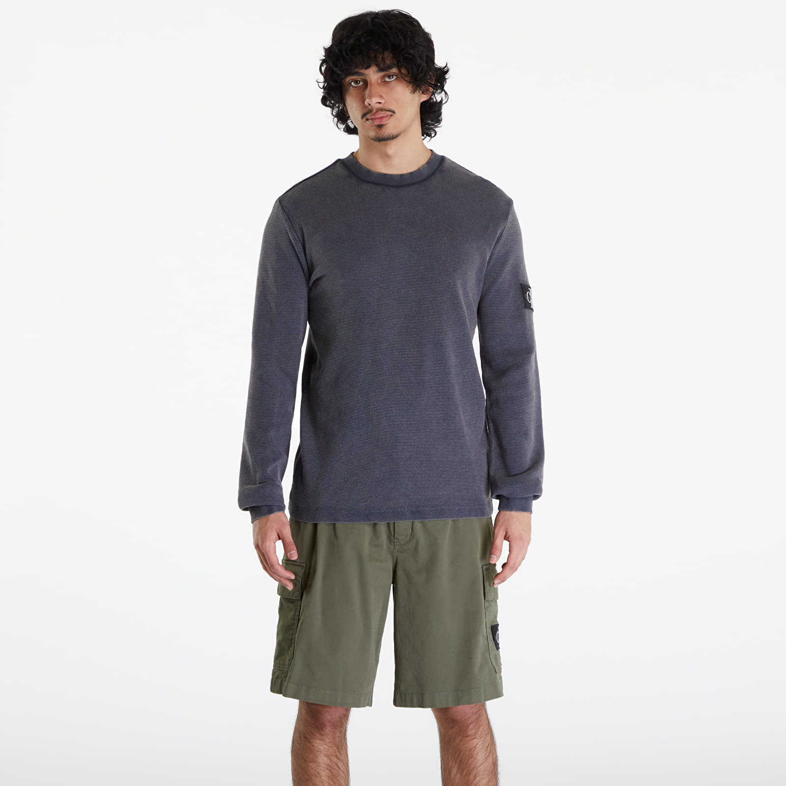 Kapucnis pulóverek és pulcsik Calvin Klein Jeans Badge Waffle Sweatshirt Washed Black