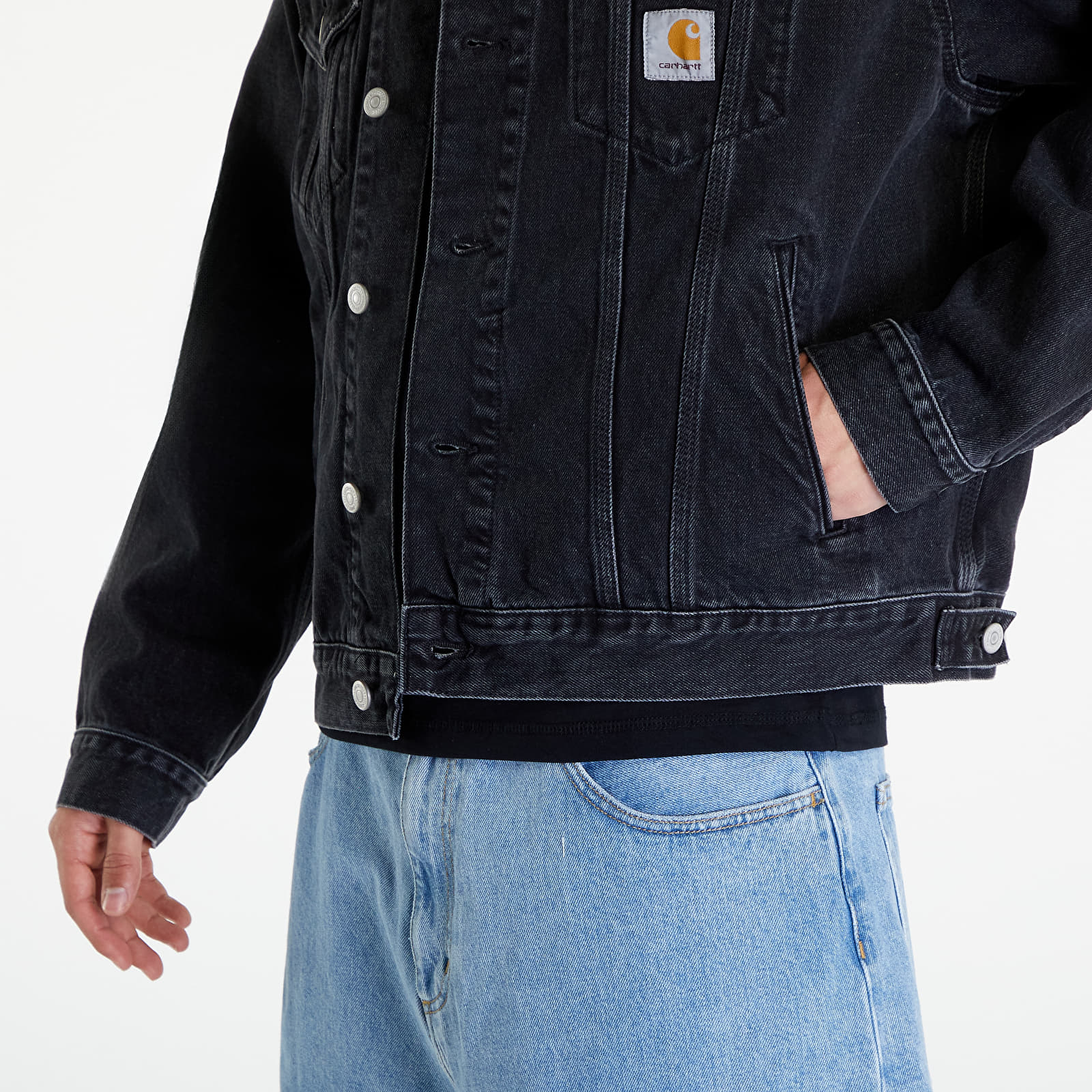 Kurtki Carhartt WIP Helston Jacket UNISEX Black Stone Washed