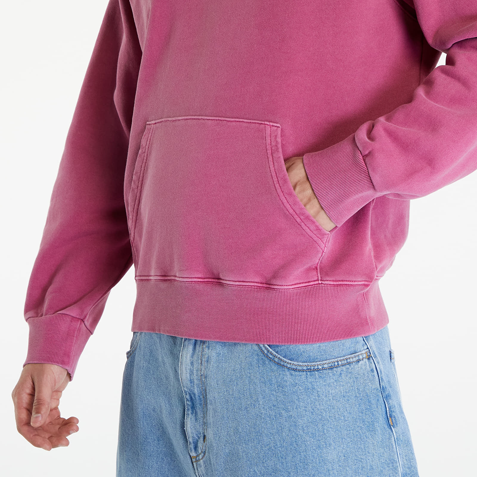 Mikiny Carhartt WIP Hooded Nelson Sweat UNISEX Magenta Garment Dyed