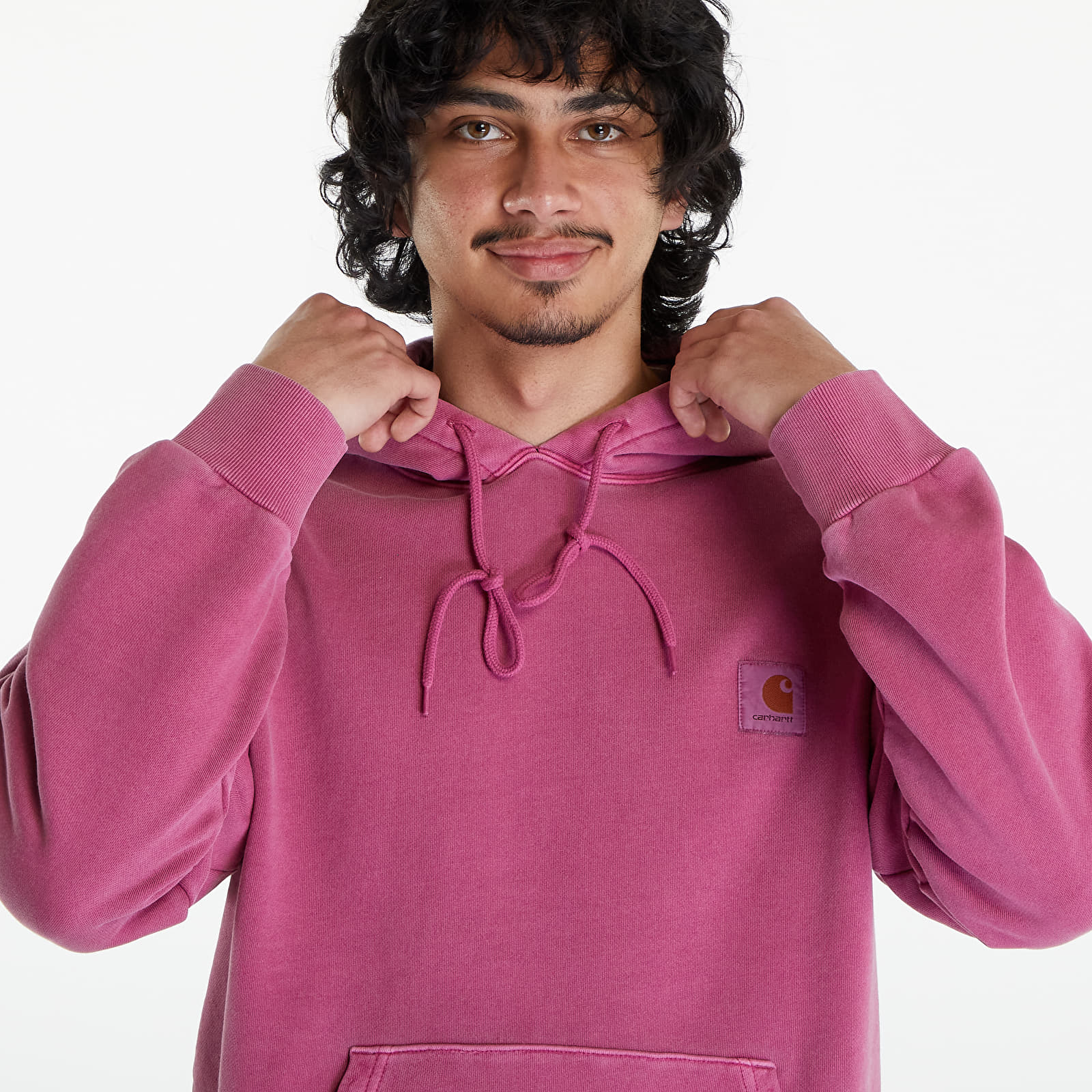 Mikiny Carhartt WIP Hooded Nelson Sweat UNISEX Magenta Garment Dyed