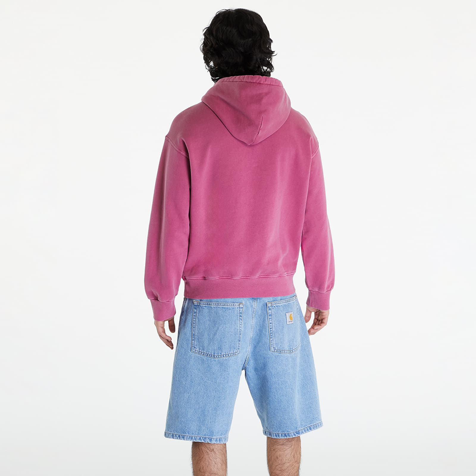 Mikiny Carhartt WIP Hooded Nelson Sweat UNISEX Magenta Garment Dyed