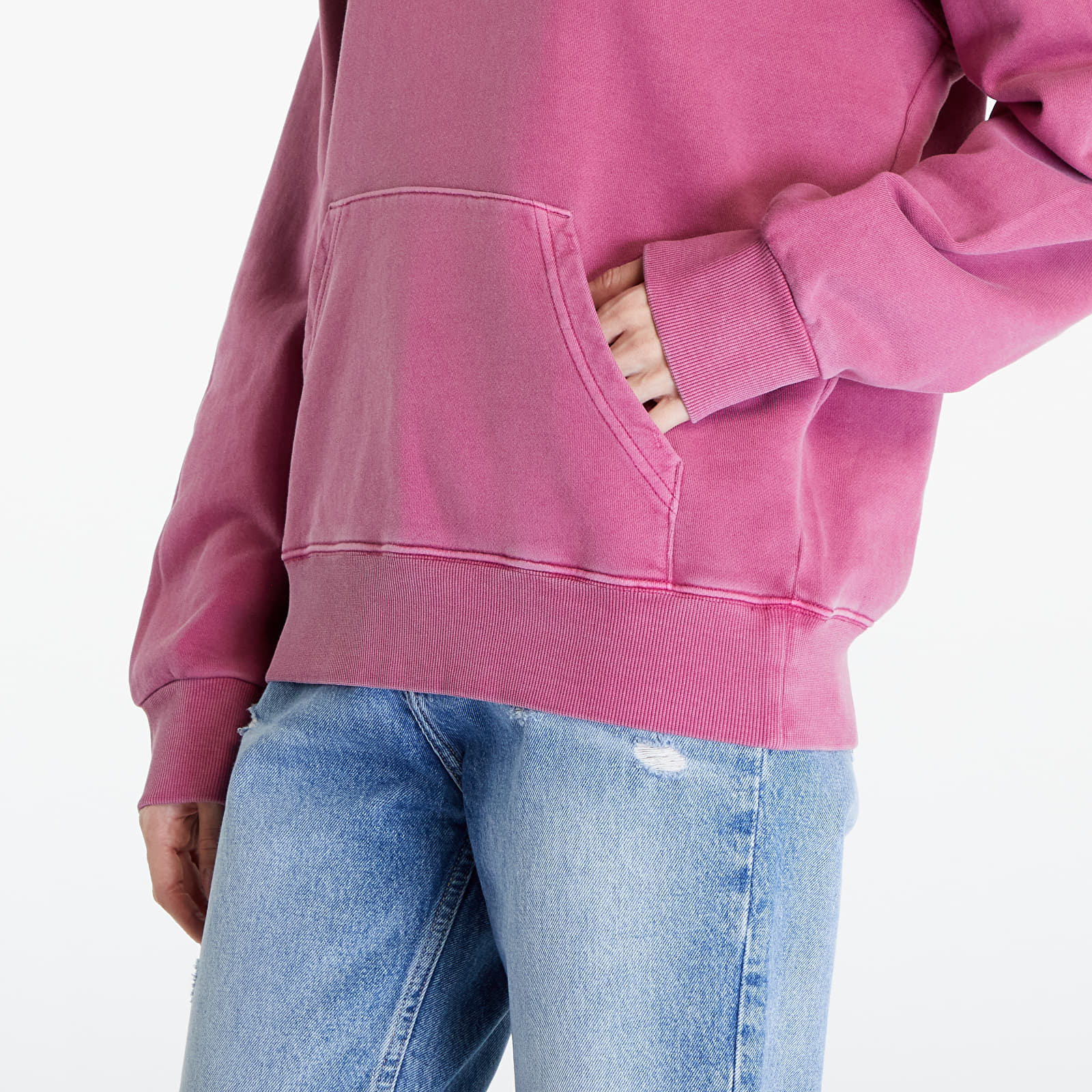Mikiny Carhartt WIP Hooded Nelson Sweat UNISEX Magenta Garment Dyed