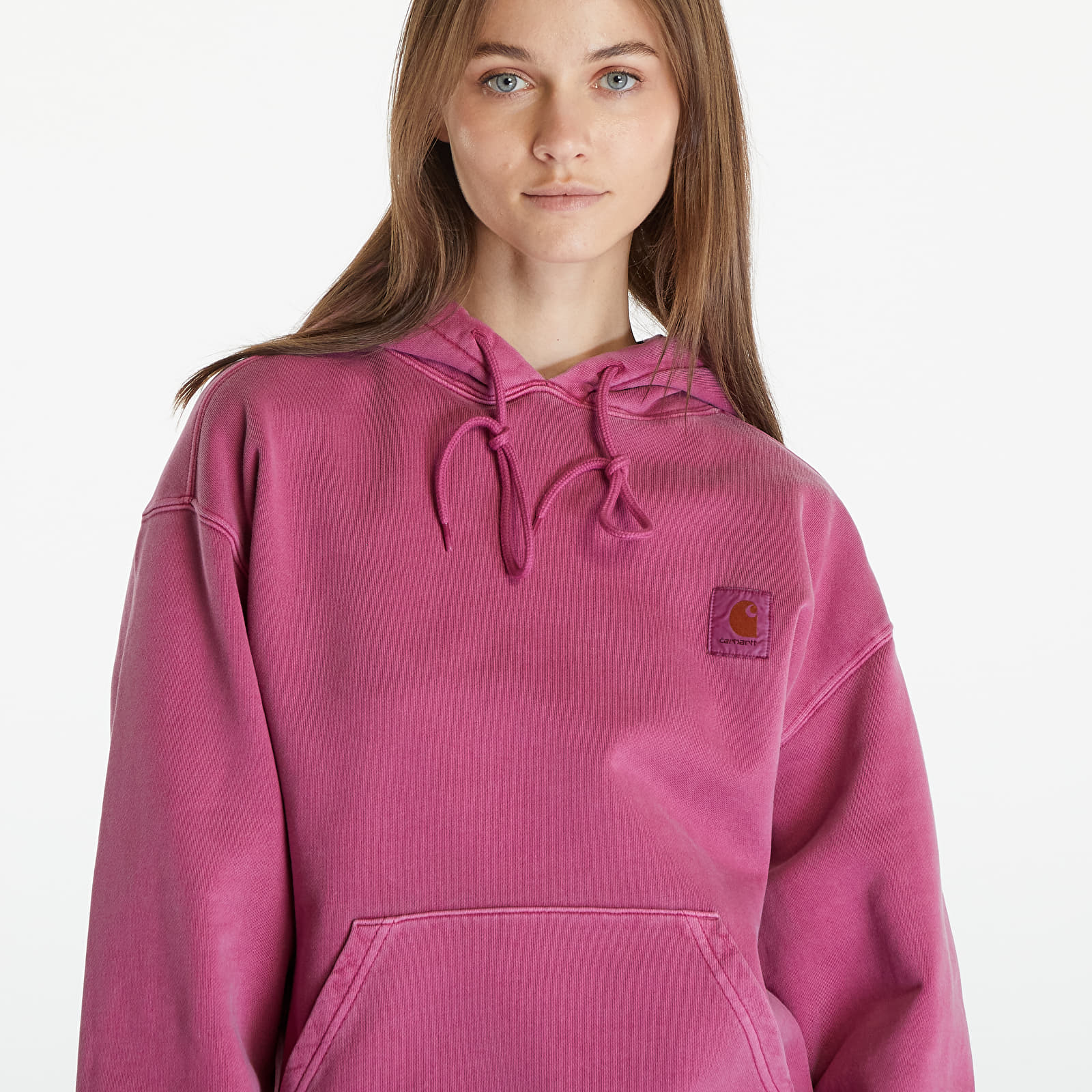 Mikiny Carhartt WIP Hooded Nelson Sweat UNISEX Magenta Garment Dyed