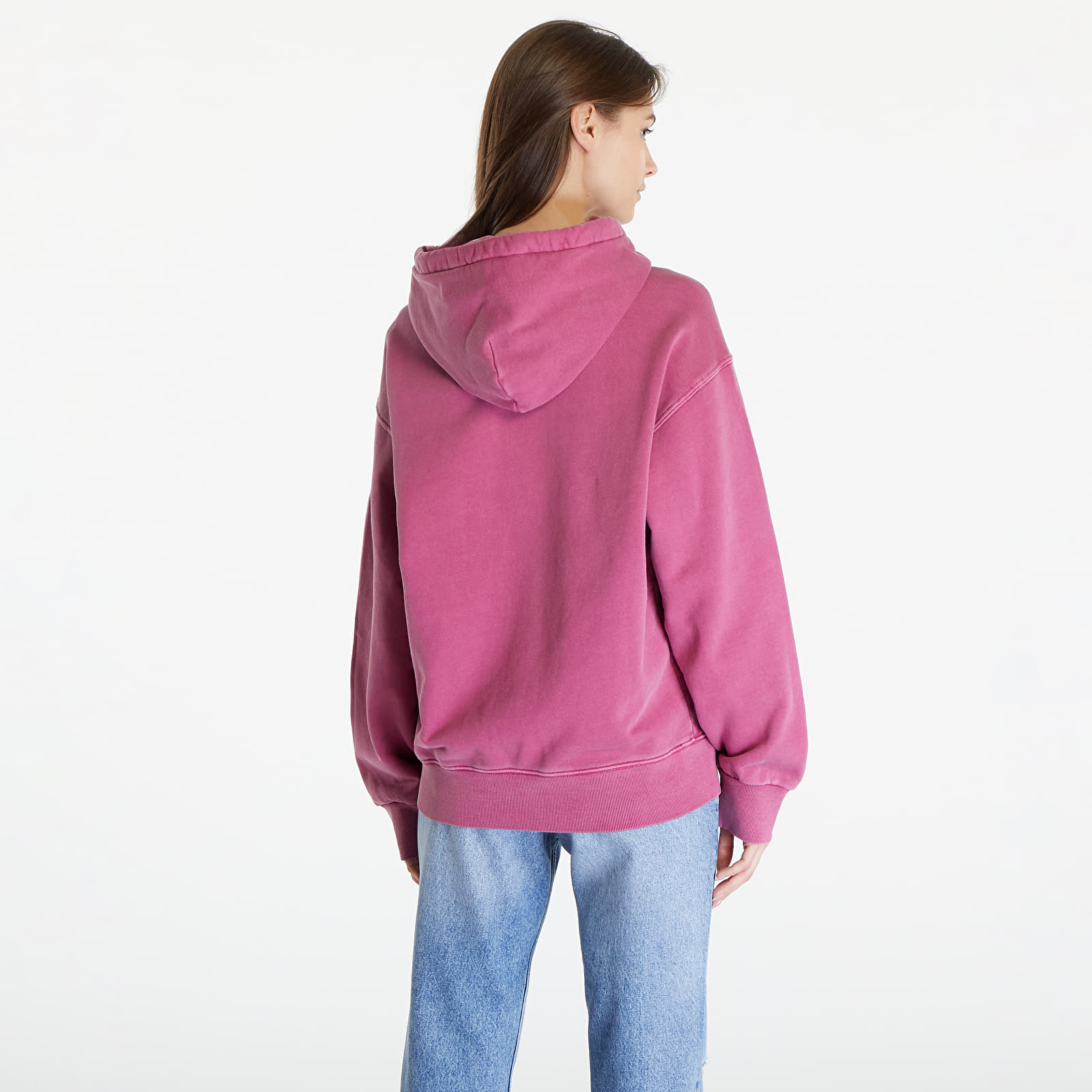 Mikiny Carhartt WIP Hooded Nelson Sweat UNISEX Magenta Garment Dyed