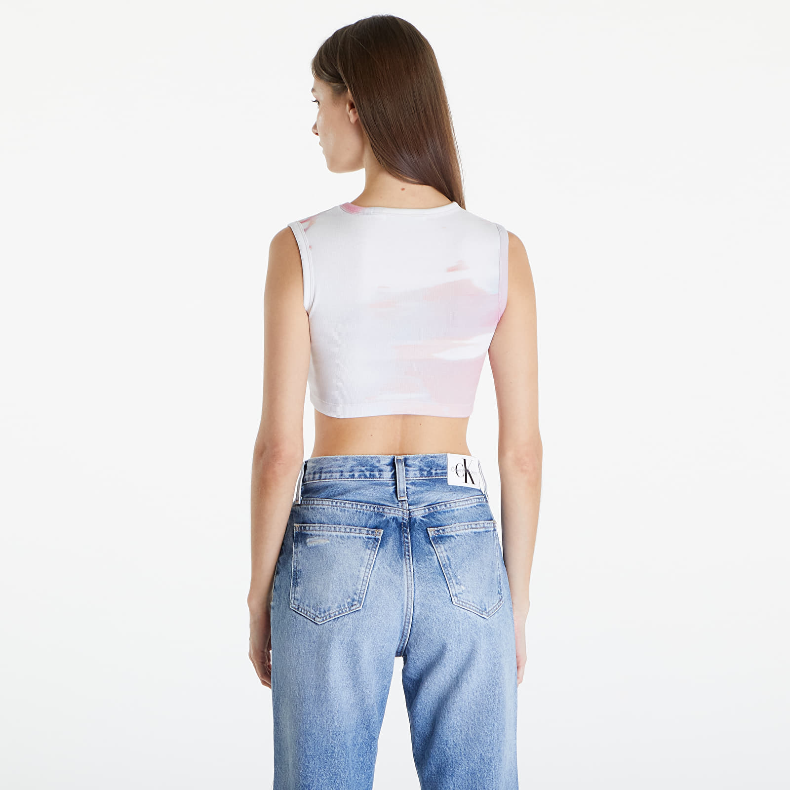 Koszulki na ramiączkach Calvin Klein Jeans Cropped Tank Top White