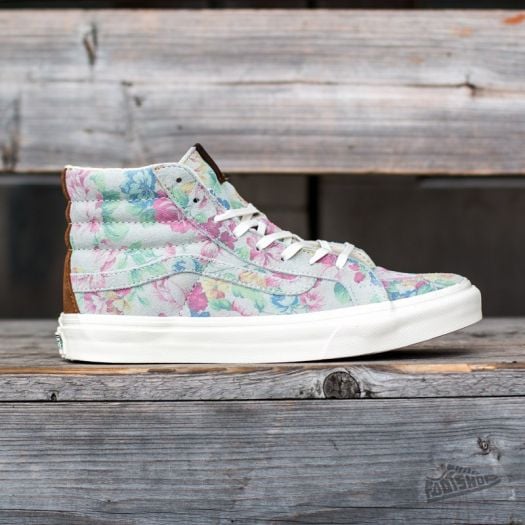 Women s shoes Vans SK8 HI Slim Suede Floral Marshmallow Footshop