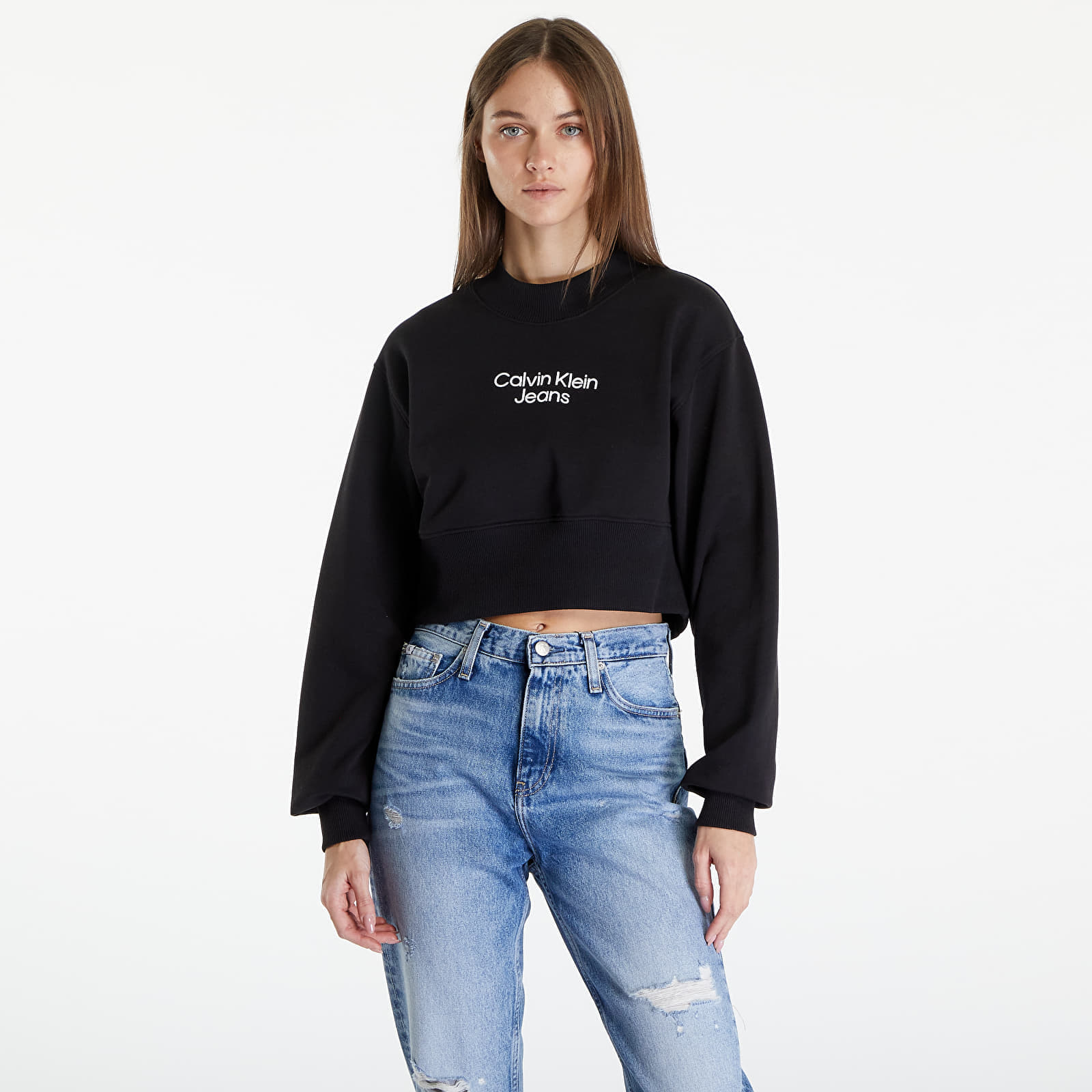 Levně Calvin Klein Jeans Stacked Institutional Sweatshirt Black
