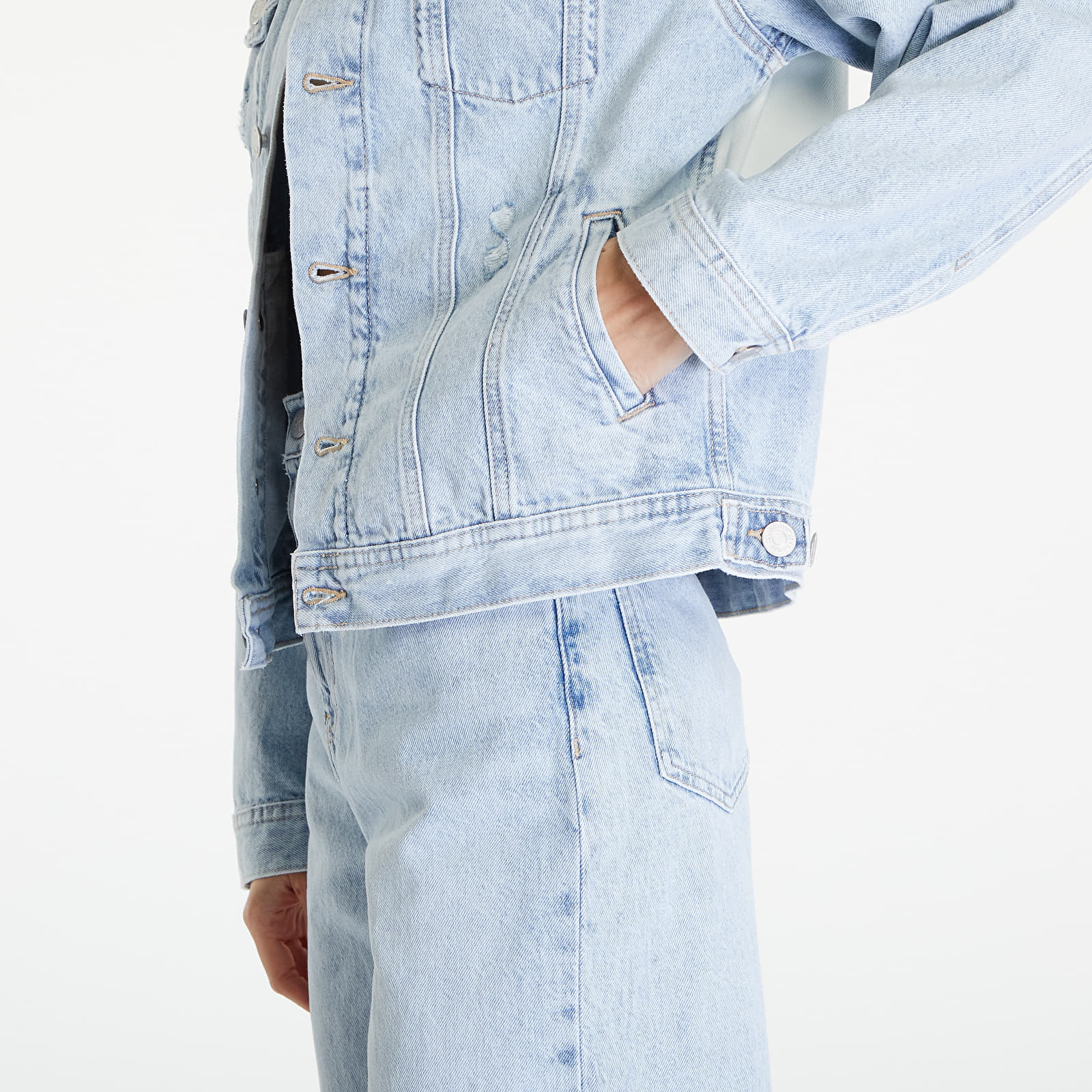 Kabátok Tommy Jeans Mom Classic Flag Jacket Denim Light