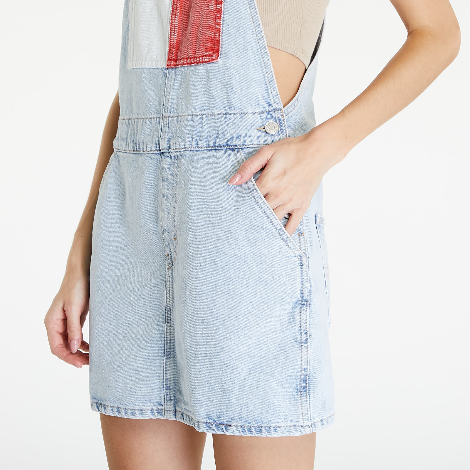 Abiti Tommy Jeans Dungaree Flag Dress Denim Light