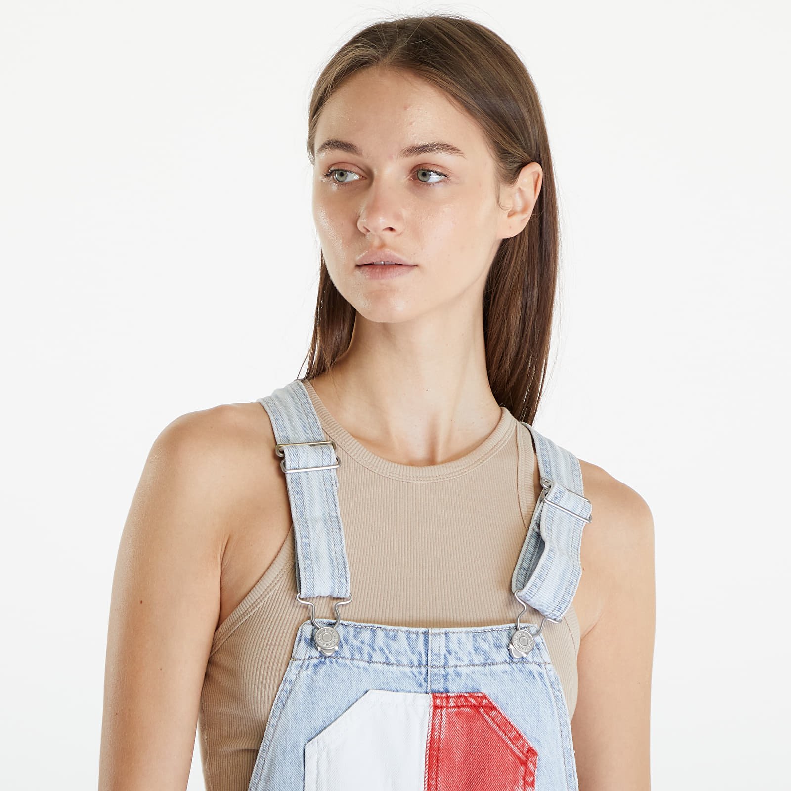 Abiti Tommy Jeans Dungaree Flag Dress Denim Light