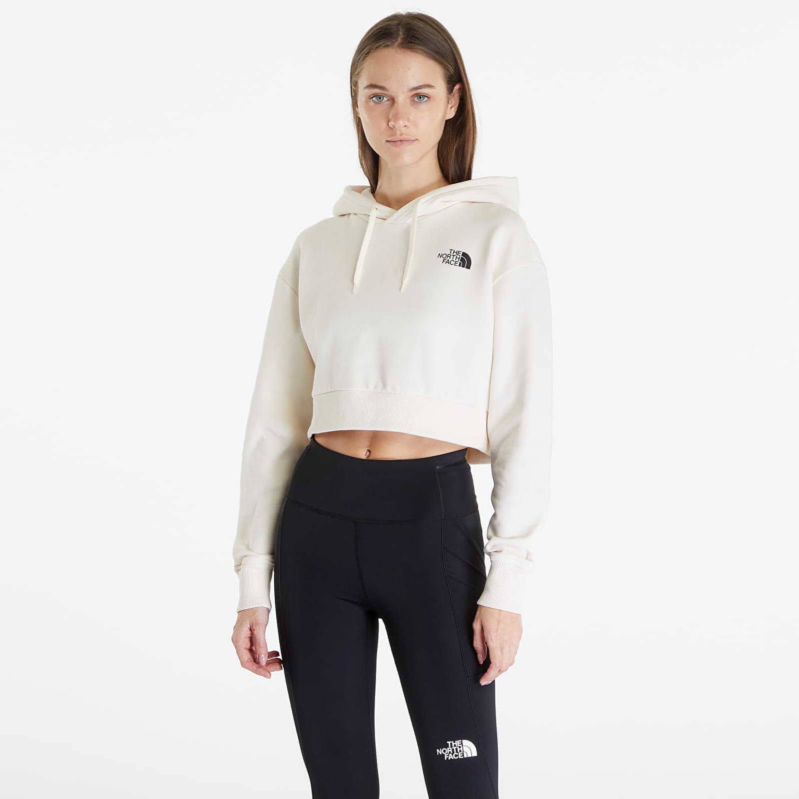 Levně The North Face Trend Cropped Fleece Hoodie White Dune