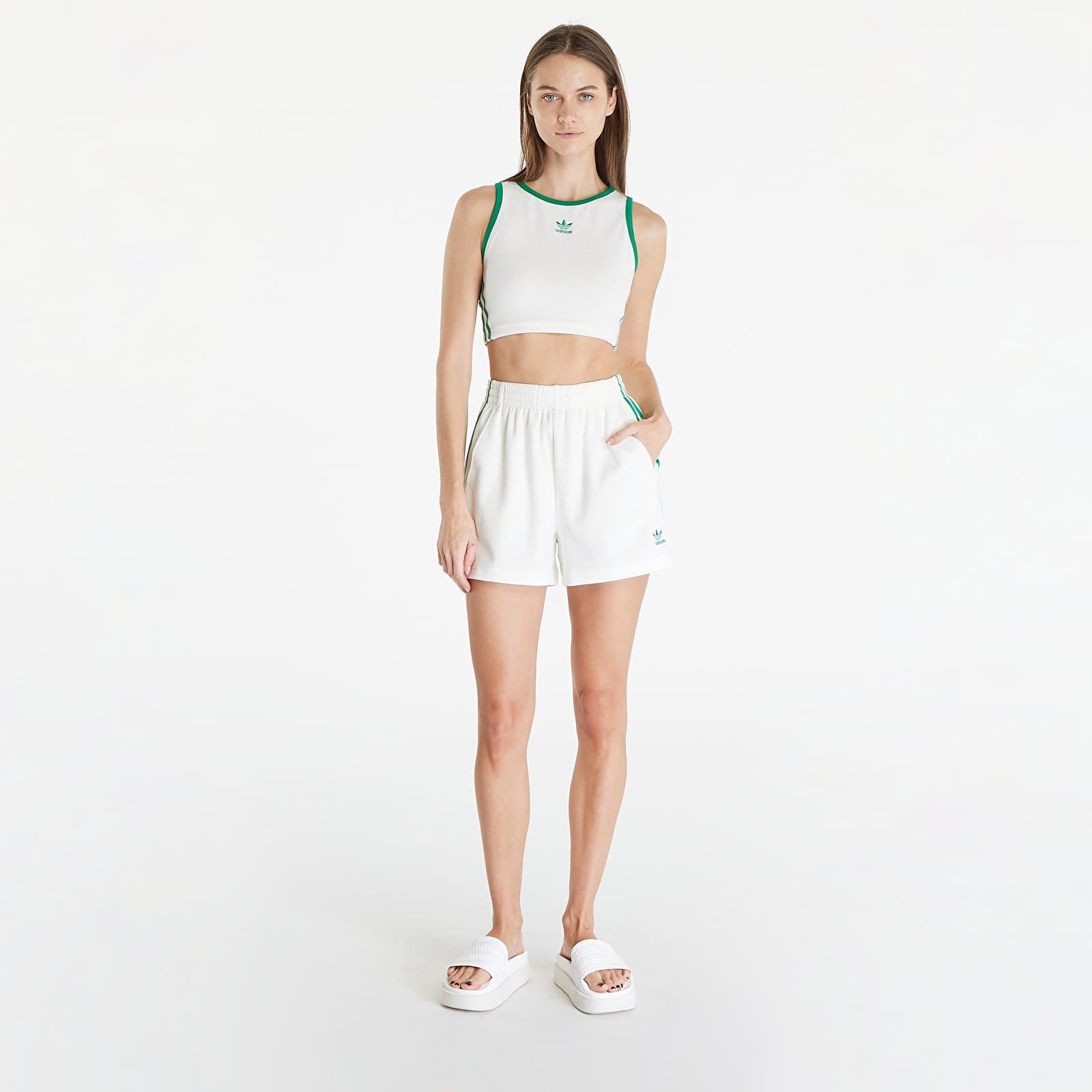 Leibchen adidas Terry Crop Tank Off White