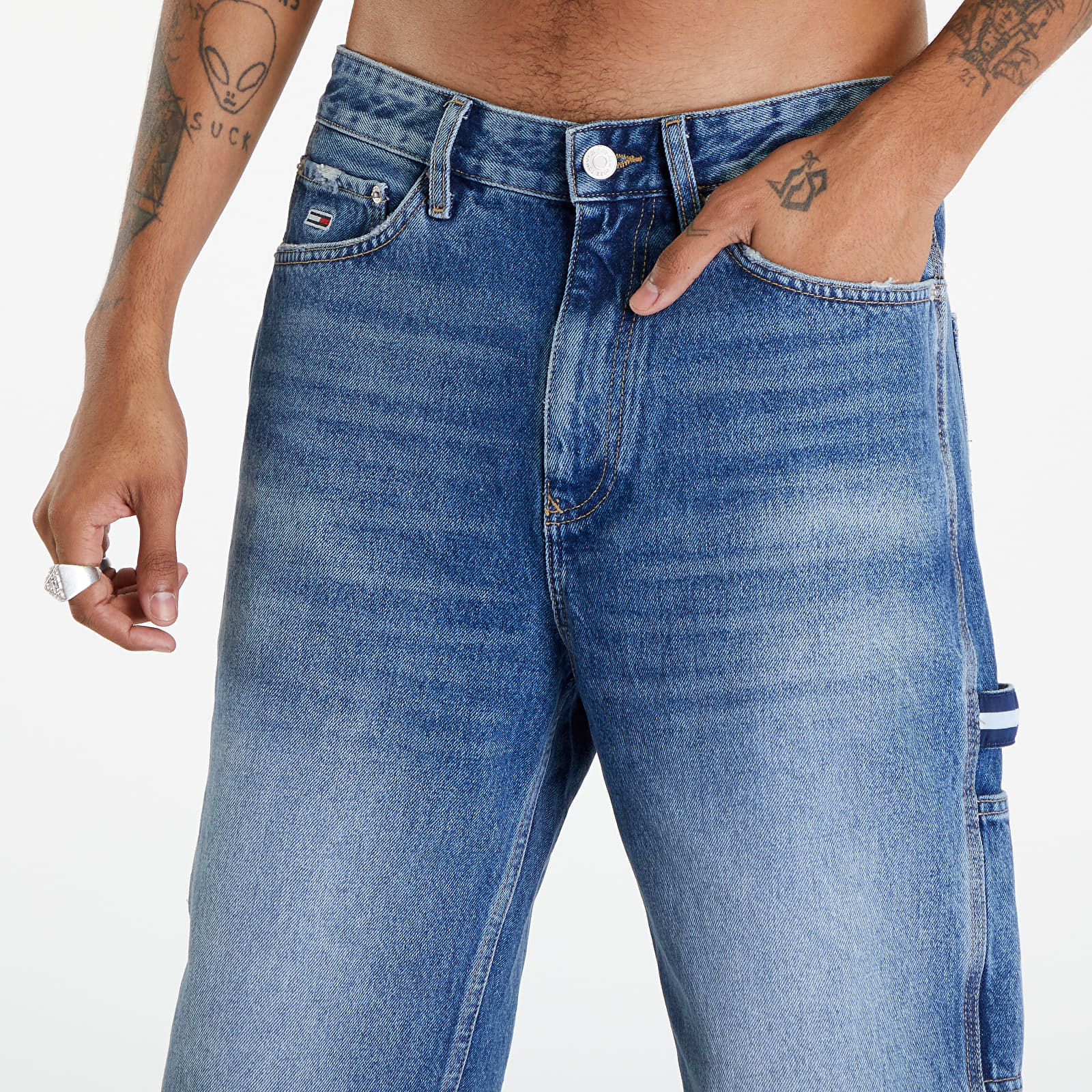 Šortky Tommy Jeans Skater Baggy Carpenter Shorts Denim Medium