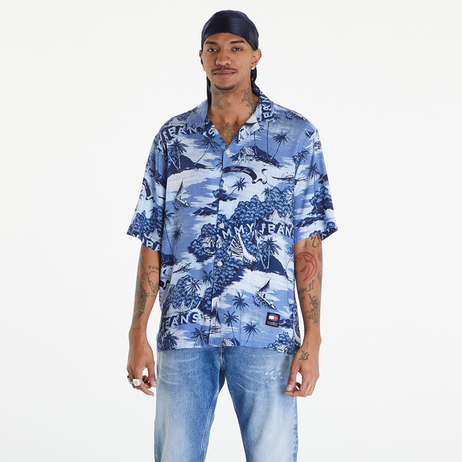 Ризи Tommy Jeans Hawaiian Print Camp Collar Short Sleeve Shirt Hawaiian Aop