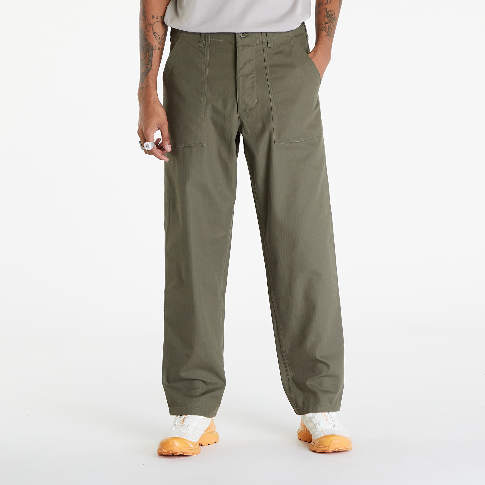 Džíny a kalhoty Nike Life Men's Fatigue Pants Medium Olive/ Medium Olive