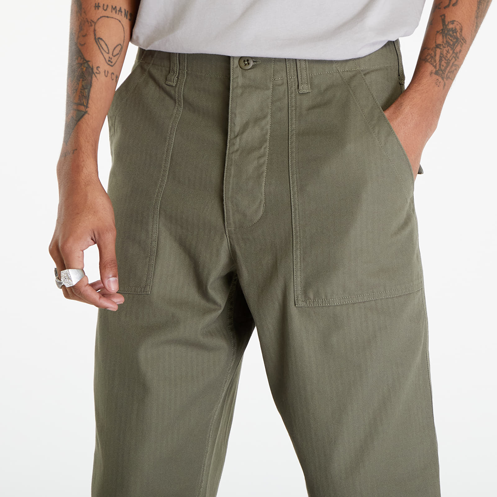 Džíny a kalhoty Nike Life Men's Fatigue Pants Medium Olive/ Medium Olive