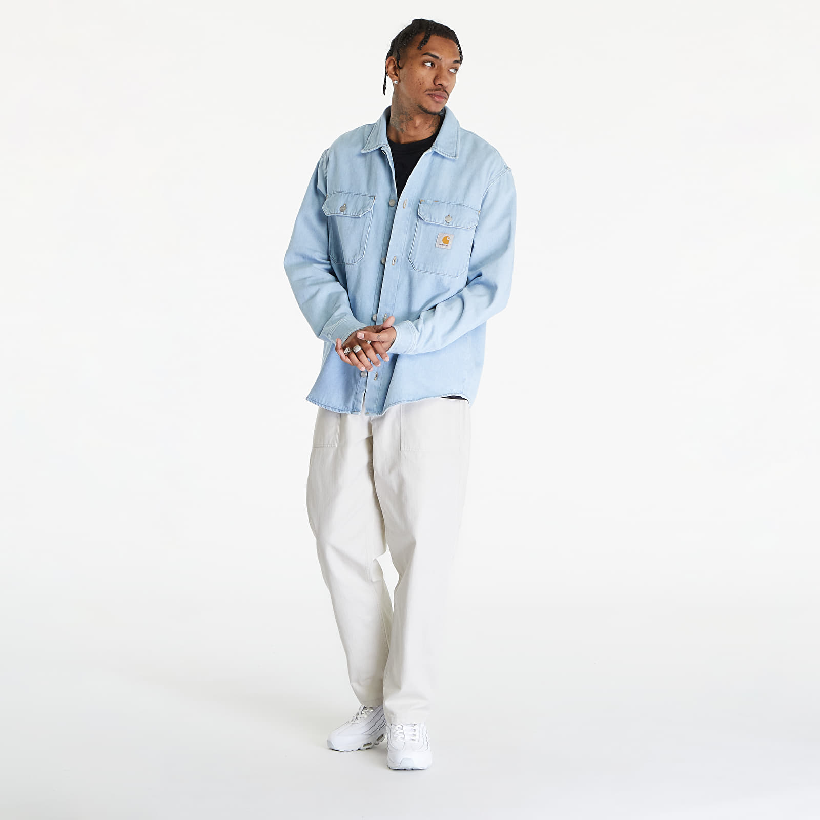 Skjorter Carhartt WIP Harvey Shirt Jacket UNISEX Blue Stone Bleached