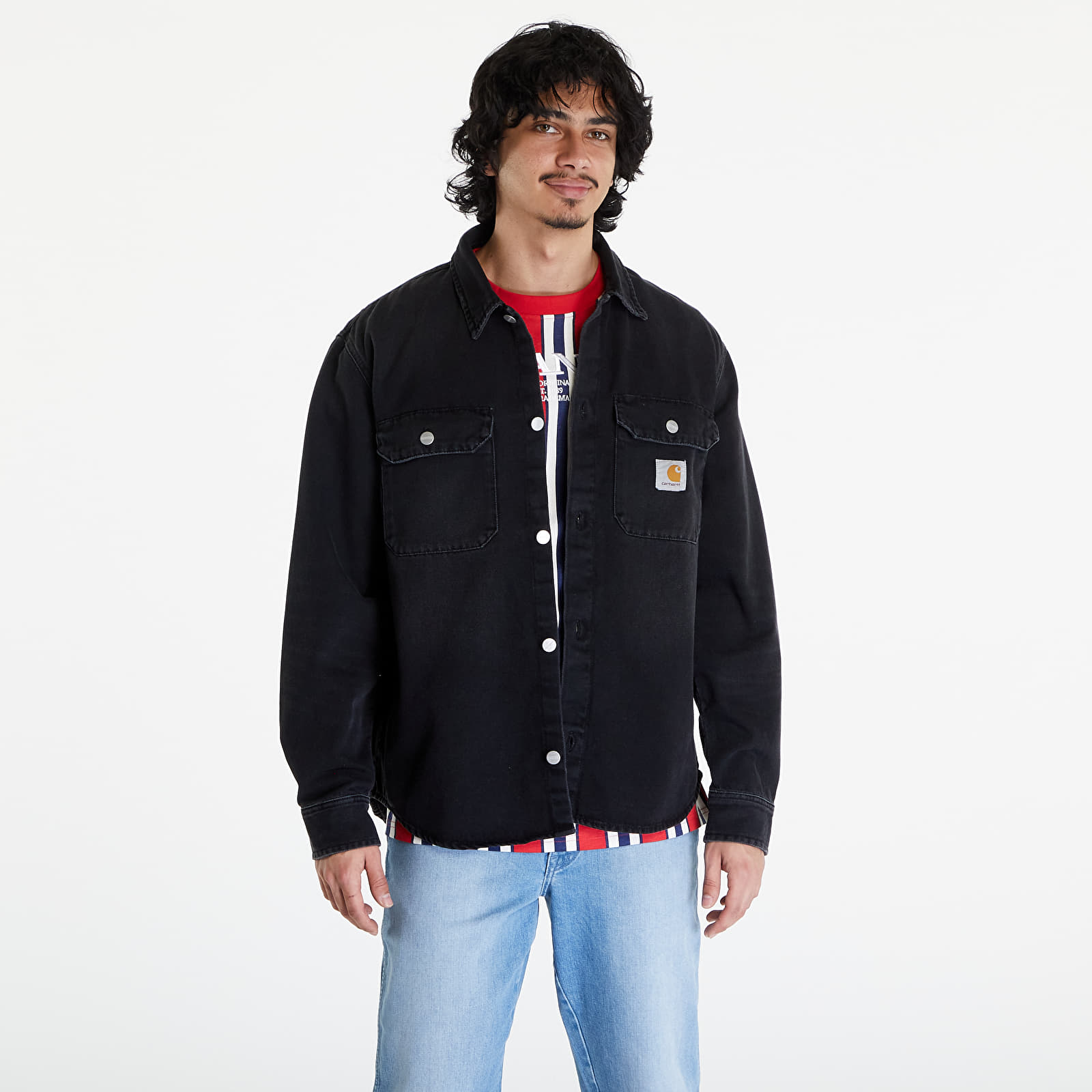 Bundy Carhartt WIP Harvey Shirt Jac UNISEX Black Dark Used Wash