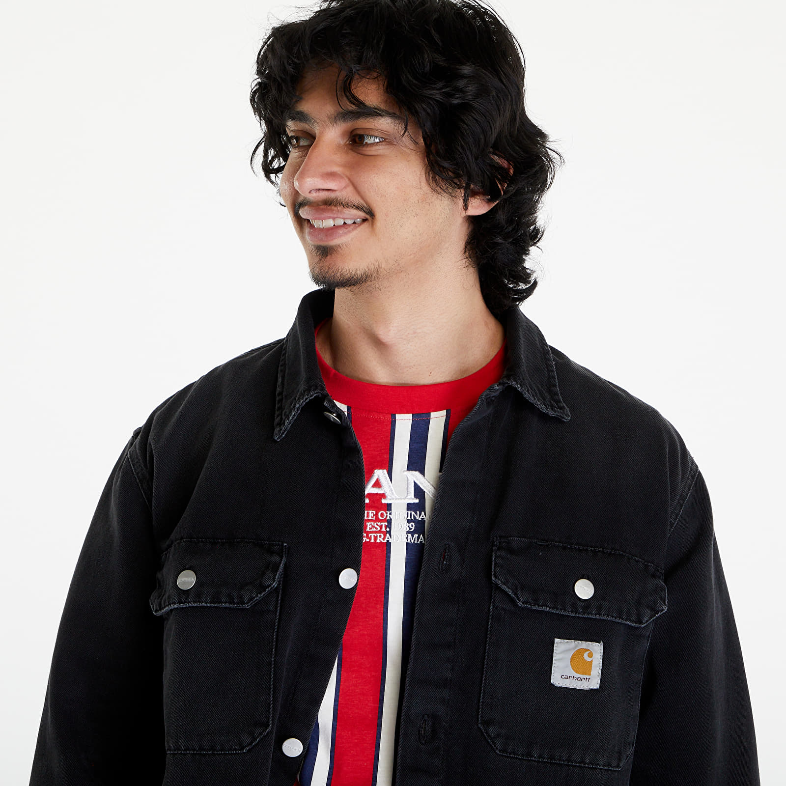 Bundy Carhartt WIP Harvey Shirt Jac UNISEX Black Dark Used Wash