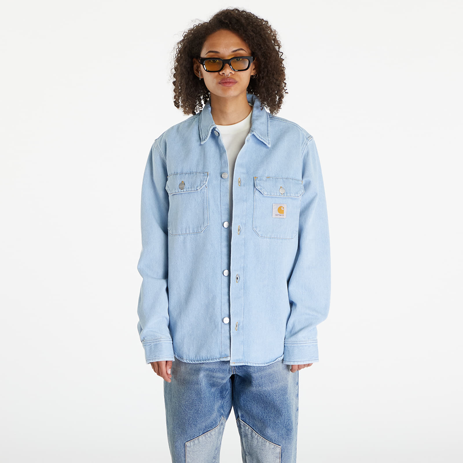 Skjorter Carhartt WIP Harvey Shirt Jacket UNISEX Blue Stone Bleached