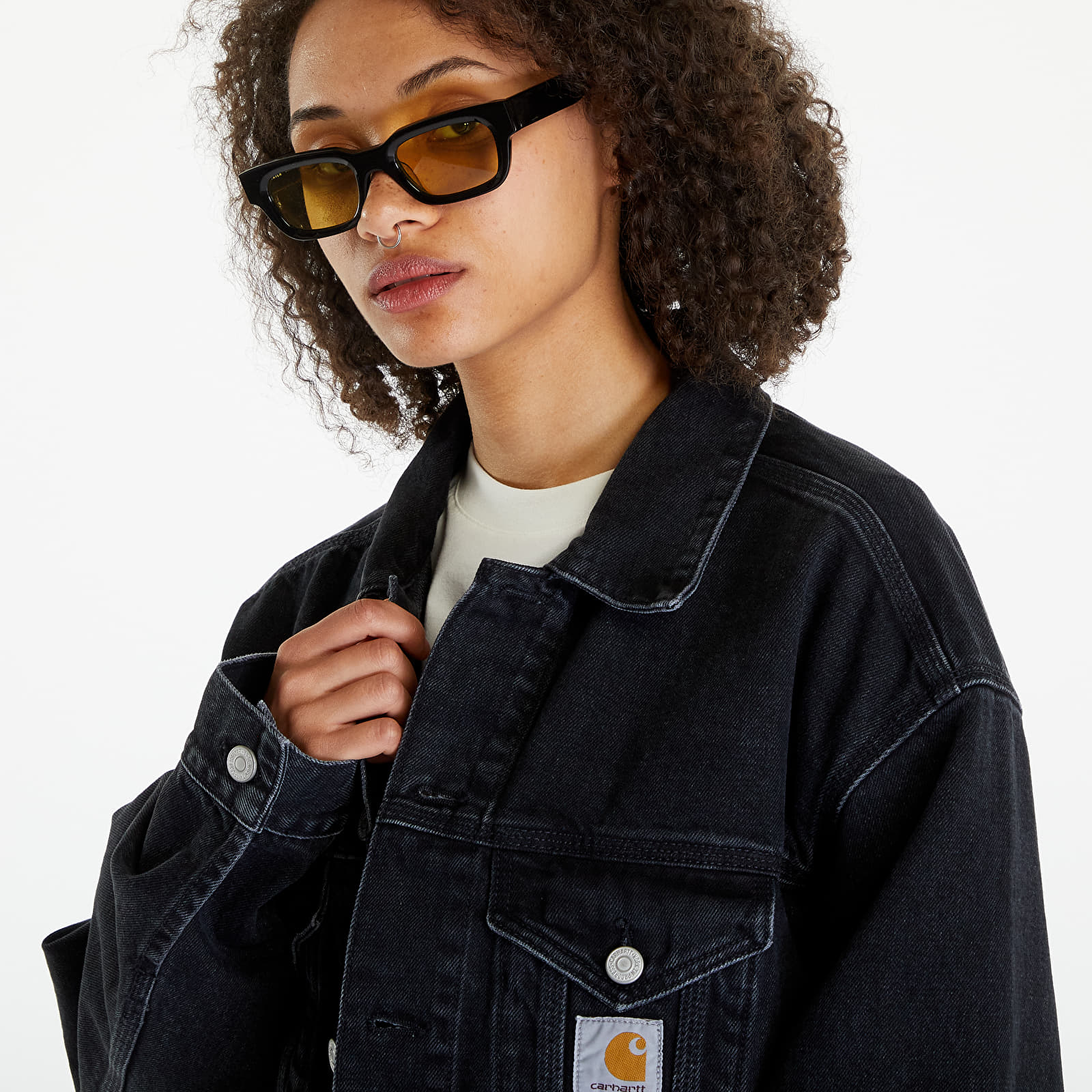 Kurtki Carhartt WIP Helston Jacket UNISEX Black Stone Washed