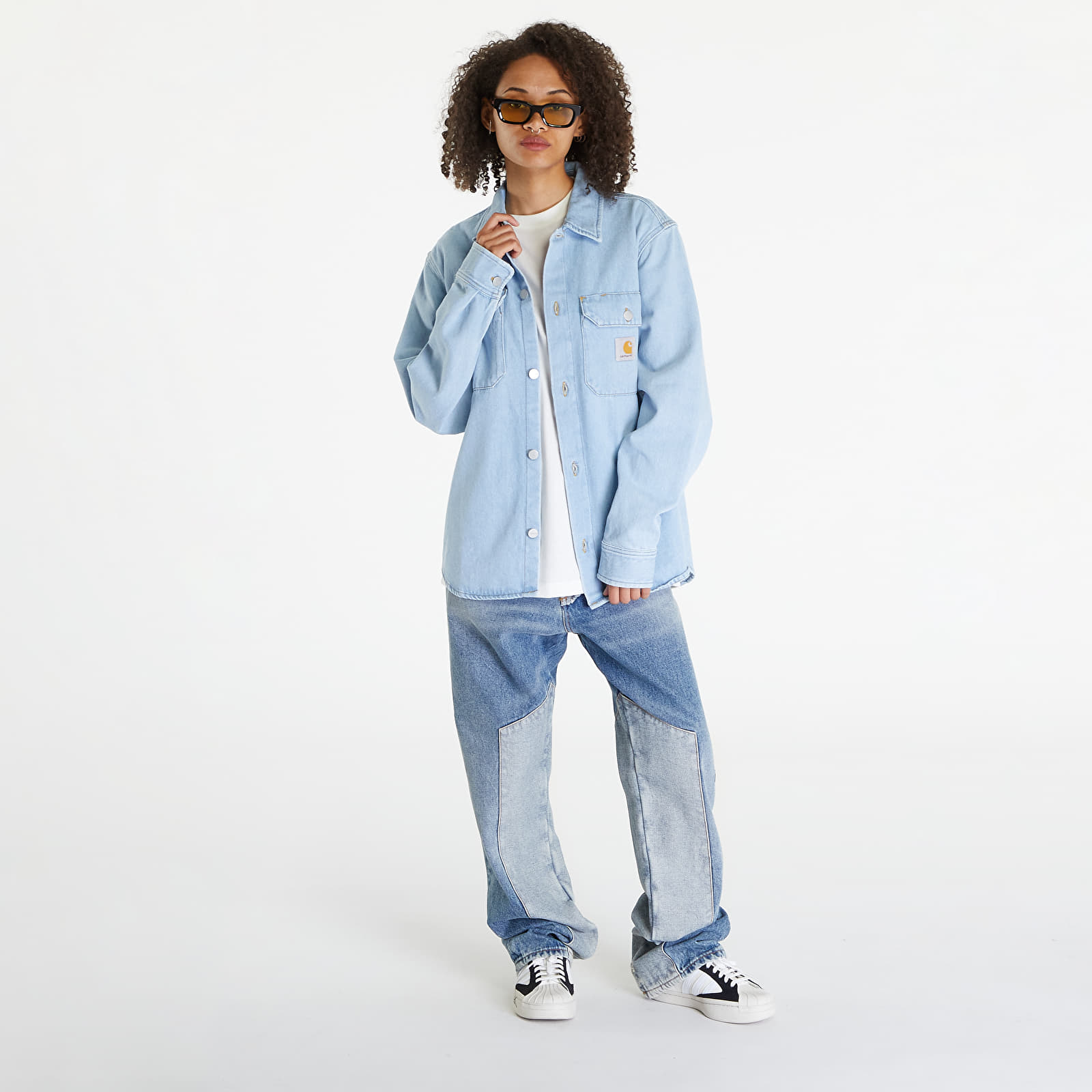 Skjorter Carhartt WIP Harvey Shirt Jacket UNISEX Blue Stone Bleached