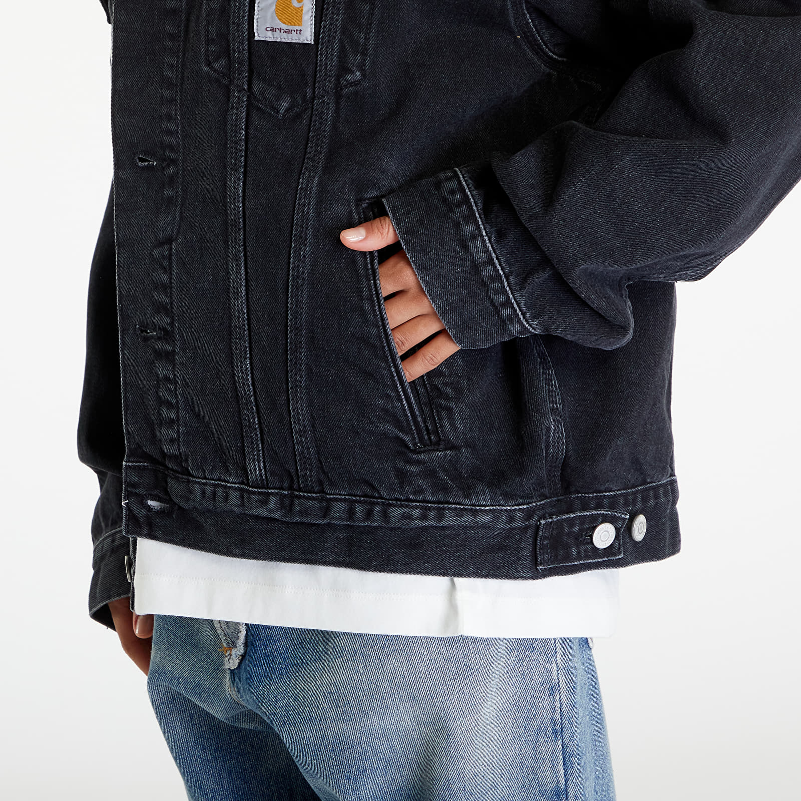 Kurtki Carhartt WIP Helston Jacket UNISEX Black Stone Washed