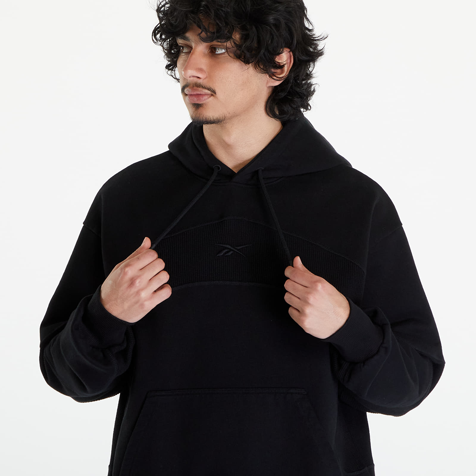 Bluzy Reebok LTD Waffle Pattern Hoodie Black