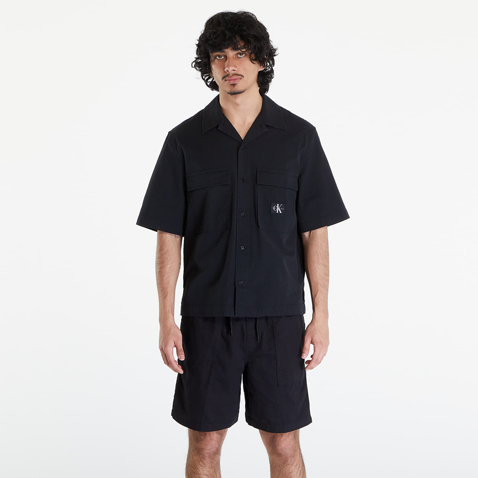Ризи Calvin Klein Jeans Seersucker Short Sleeve Shirt Black