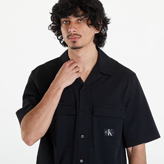 Shirts Calvin Klein Jeans Seersucker Short Sleeve Shirt Black Footshop