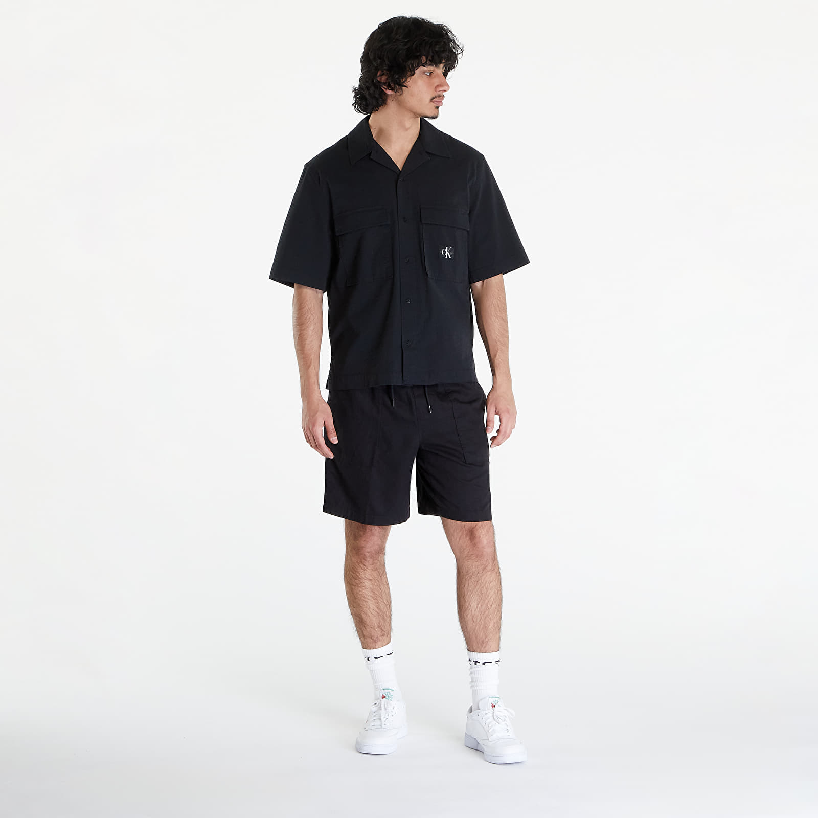 Ризи Calvin Klein Jeans Seersucker Short Sleeve Shirt Black