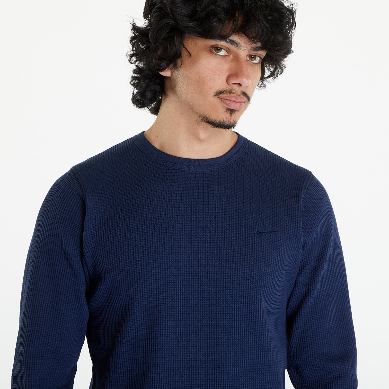 T-skjorter Nike Life Men's Long-Sleeve Heavyweight Waffle Top Obsidian/ Dark Obsidian/ Obsidian