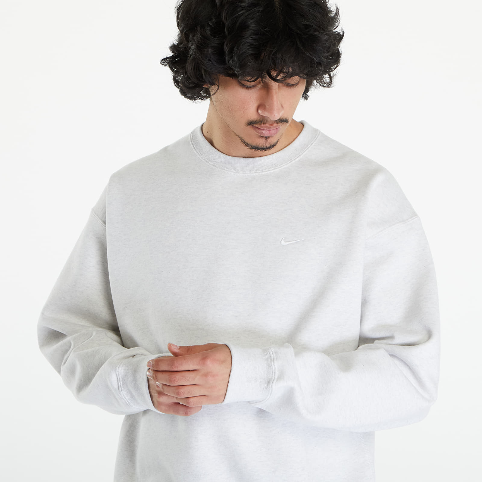 Hoodies and sweatshirts  Nike Solo Swoosh Men's Fleece Crew Birch Heather/ White