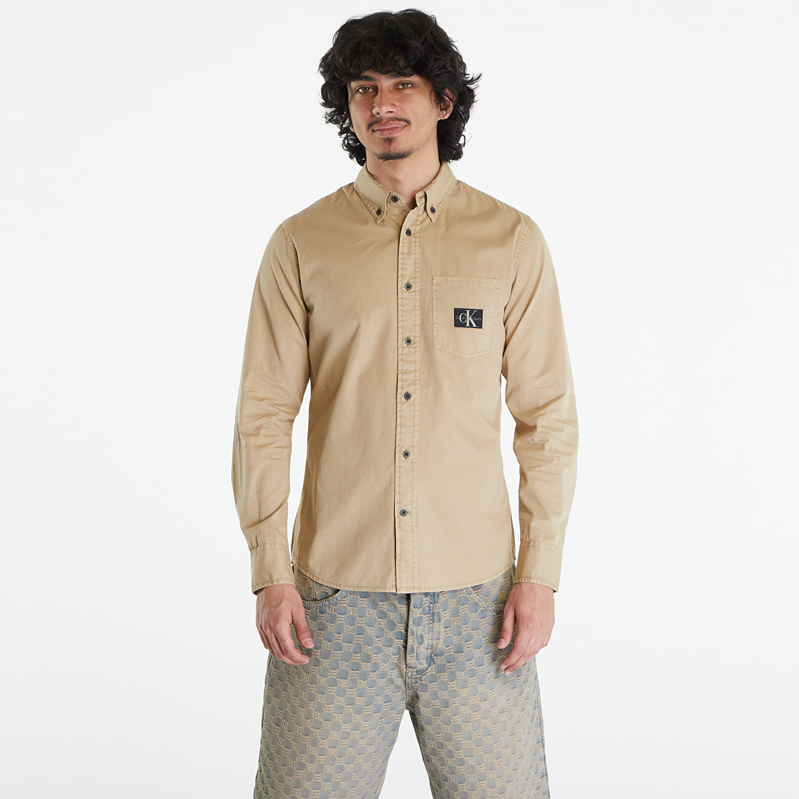 Ризи Calvin Klein Jeans Regular Shirt Beige
