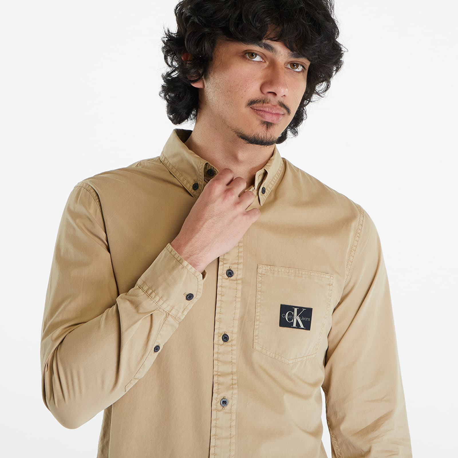 Ризи Calvin Klein Jeans Regular Shirt Beige